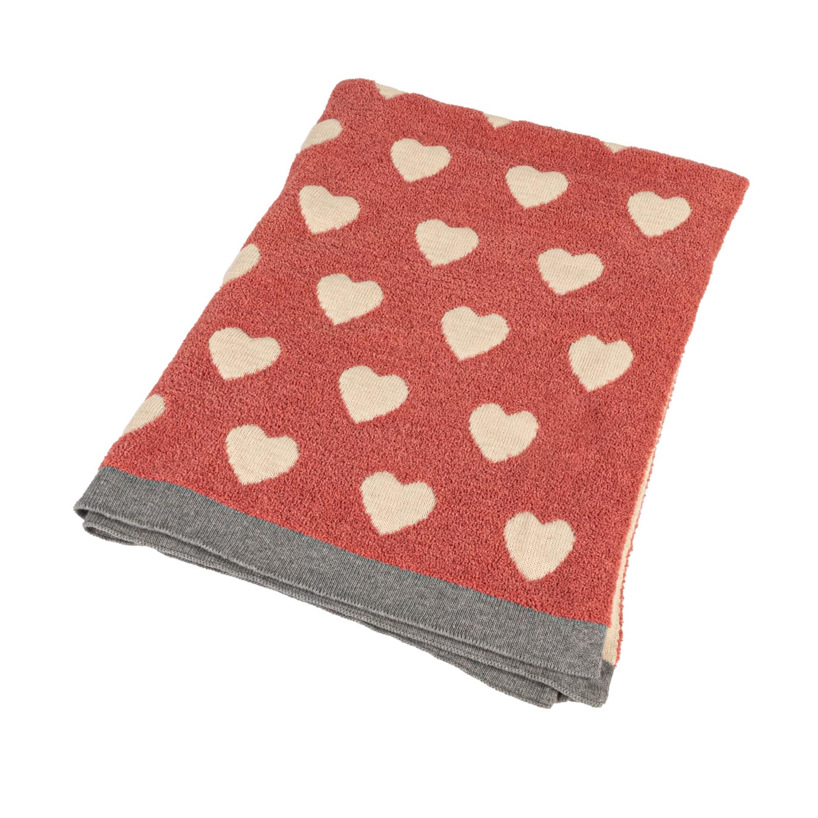 Hello Honey® Pink & White Hearts Cotton Knit Chenille Baby Blanket