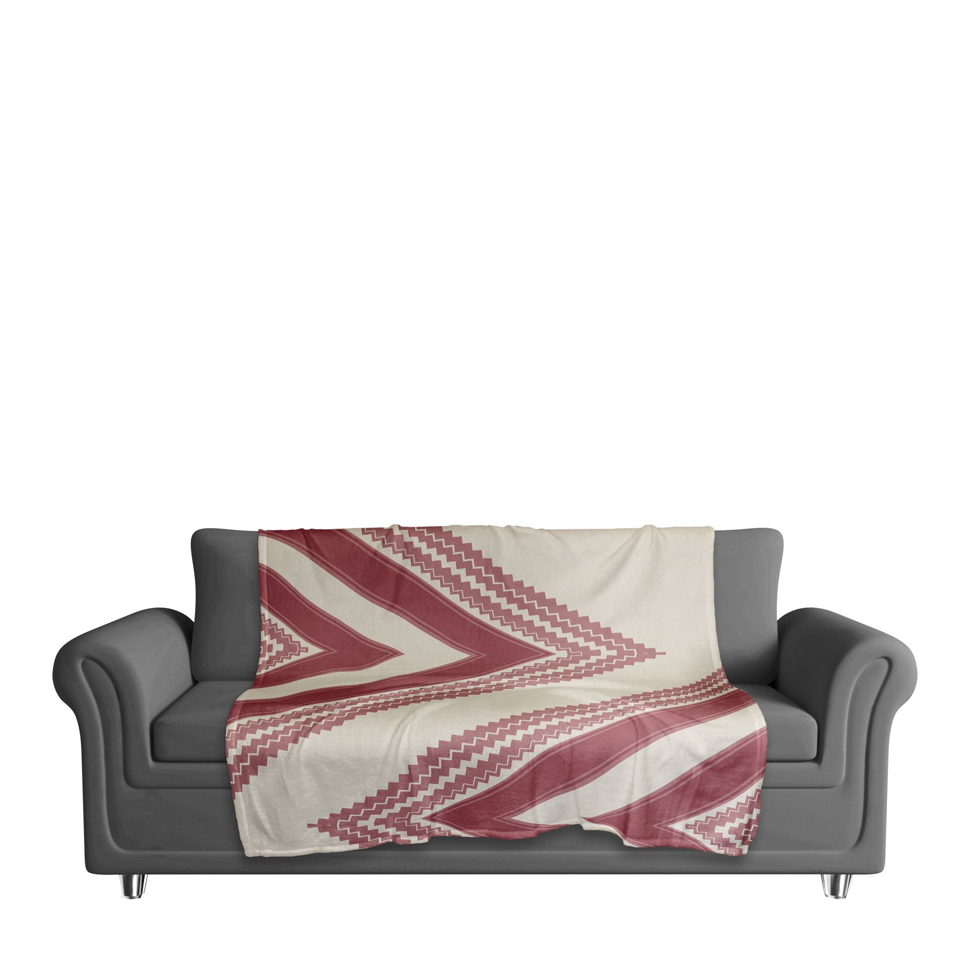 Zig Zag Cream Pink 50" x 60" Coral Fleece Blanket