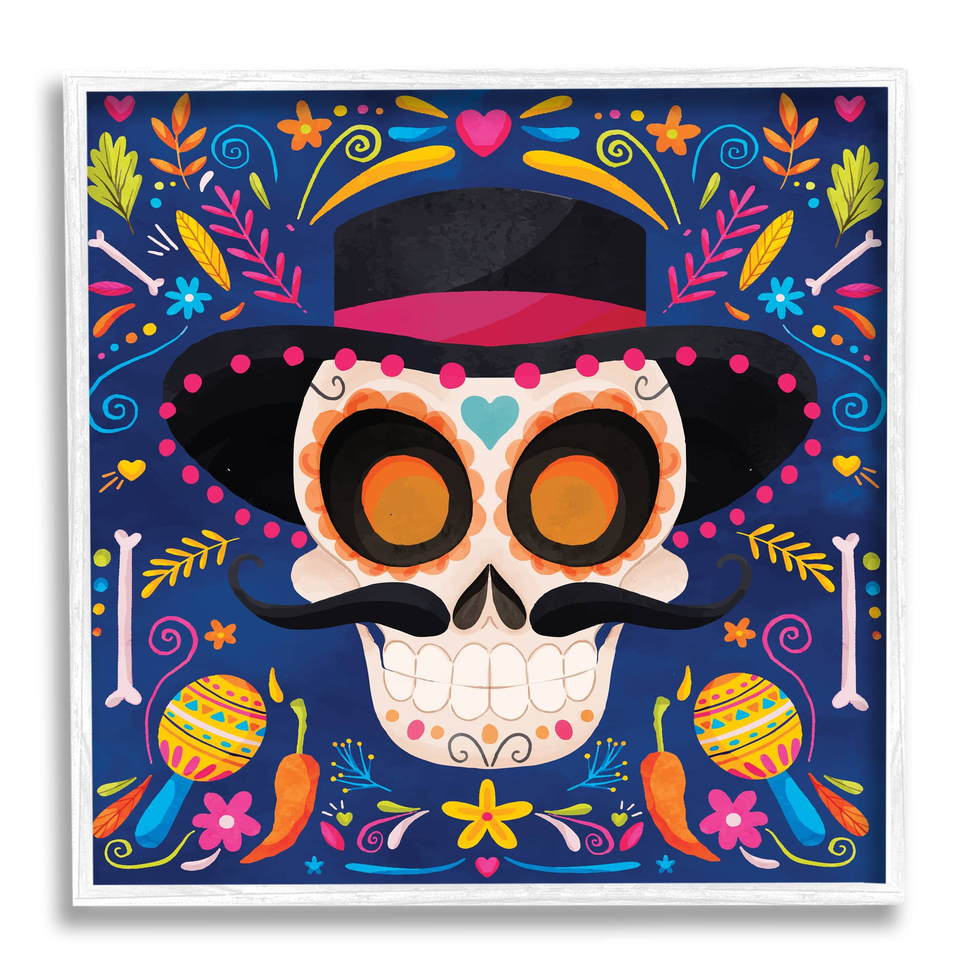 Stupell Industries Day Of Dead Patterned Skull Framed Giclee Art