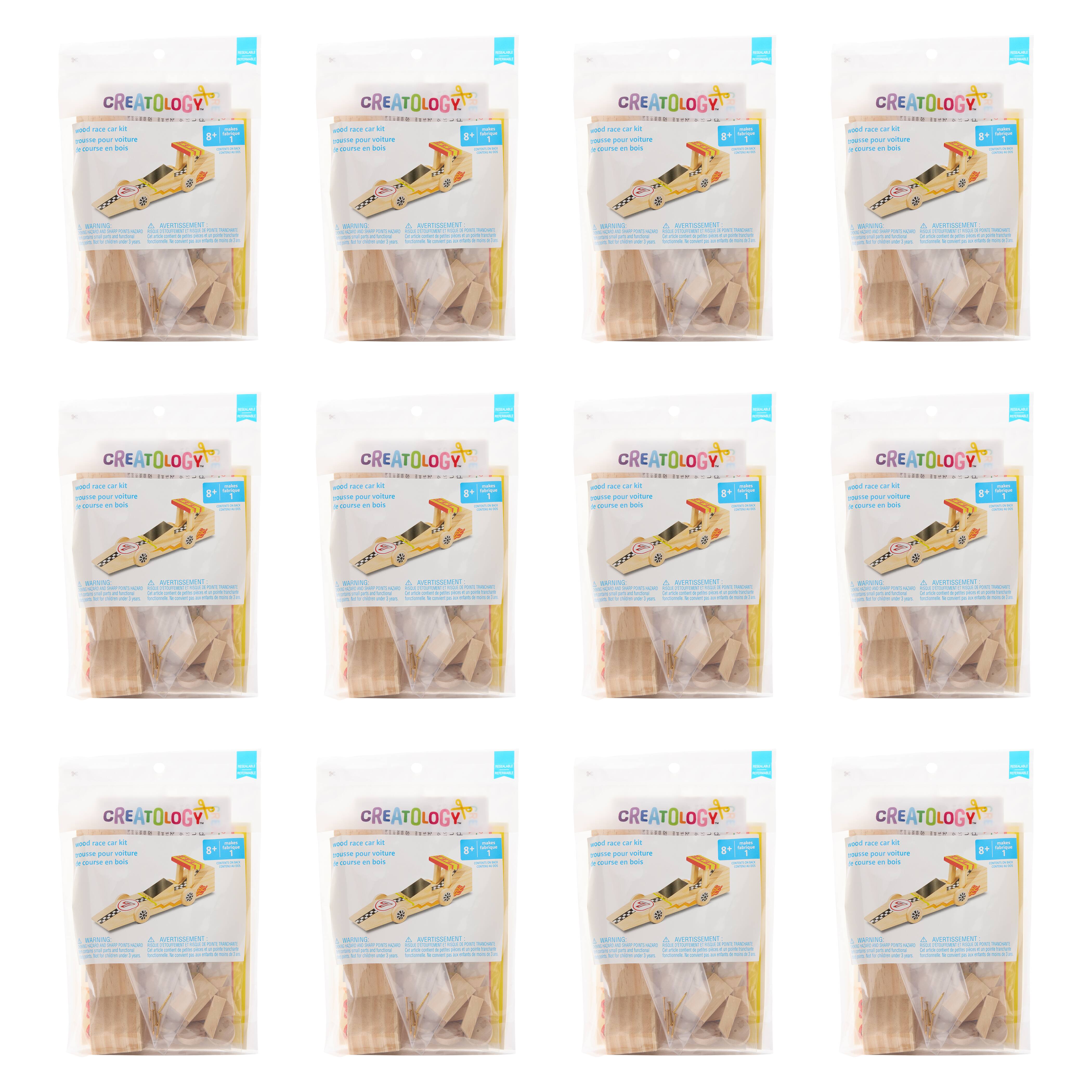 12 Pack: Wooden Race Car Model Kit by Creatology&#x2122;