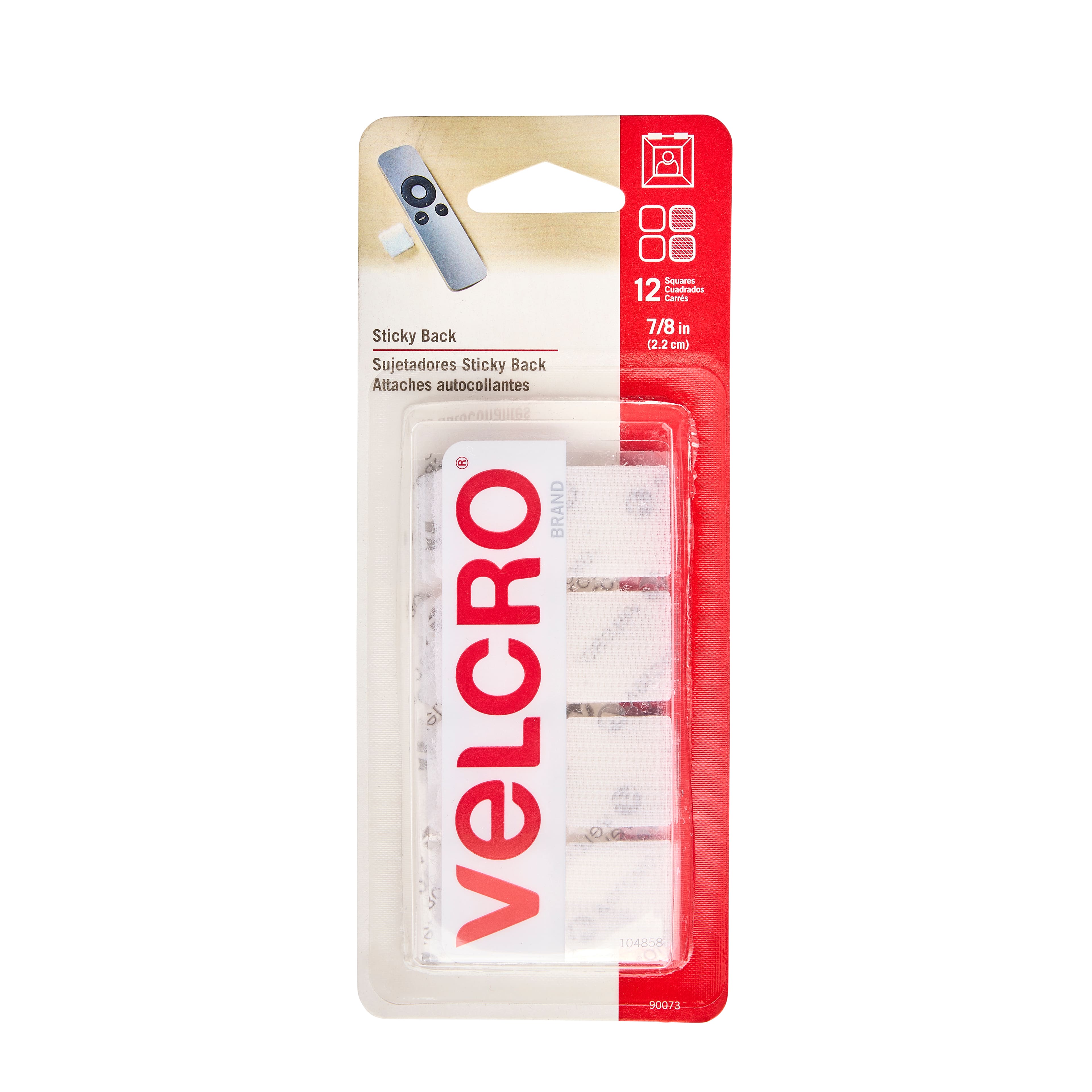 Velcro 90073 Sticky Back Squares, 7/8, White - 12 pack