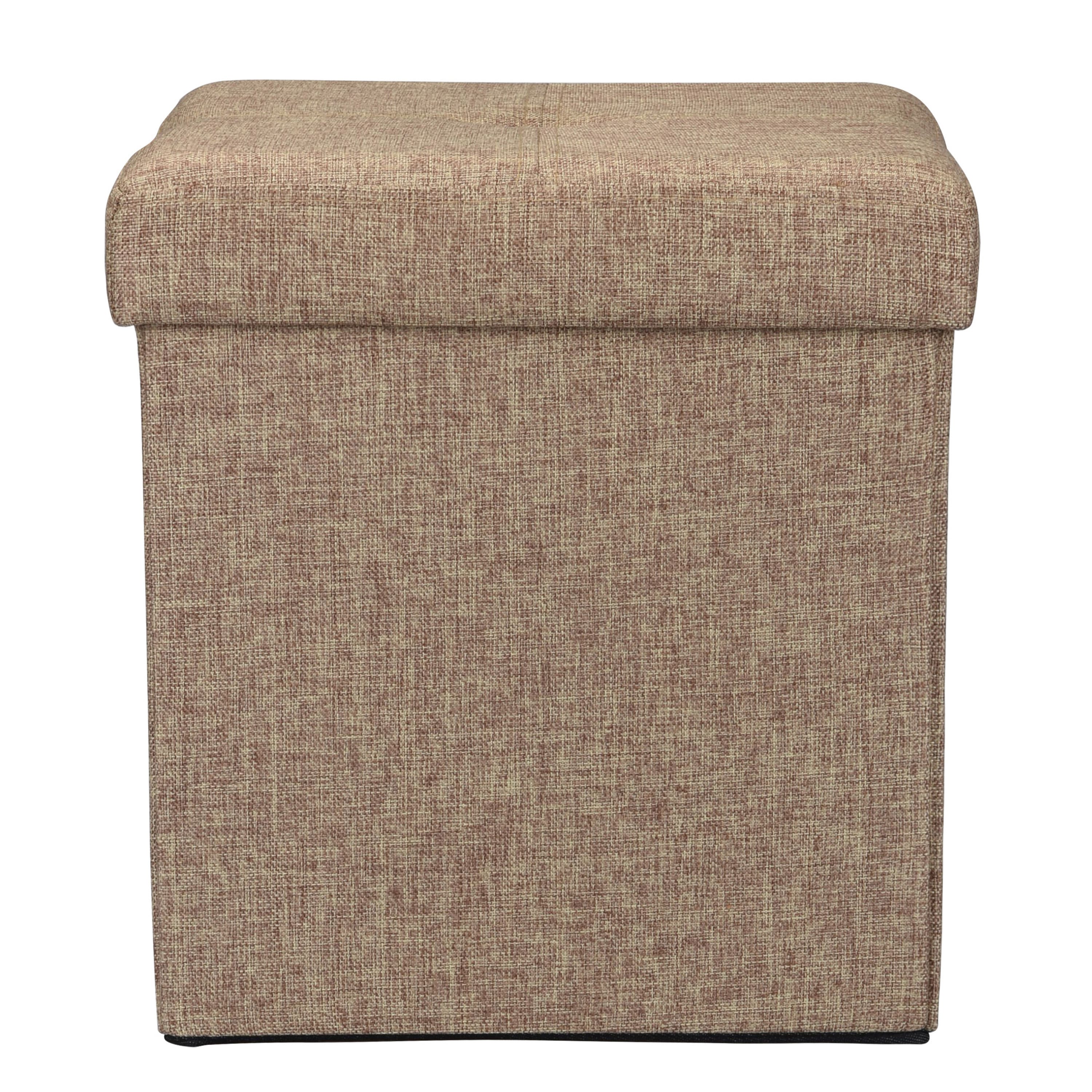 Simplify 15&#x22; Faux Linen Folding Storage Ottoman Cube
