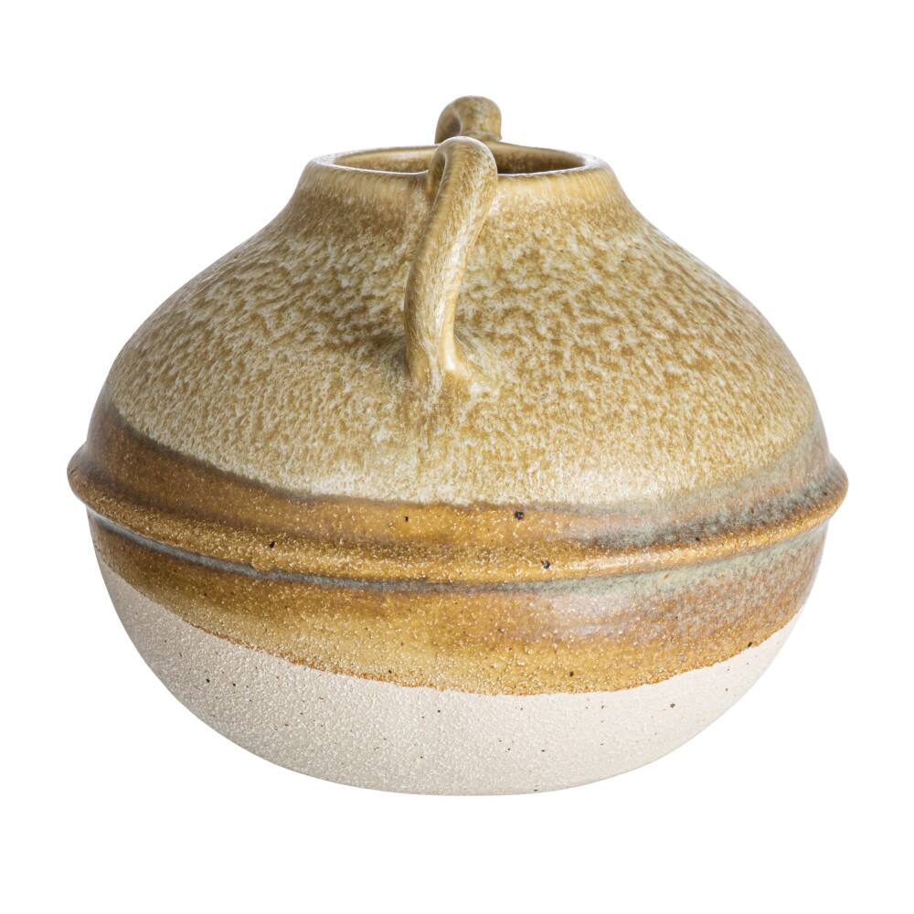 Hello Honey® Bloomingville 6" Tan Reactive Glaze Stoneware Tri-Tone Vase with Handles