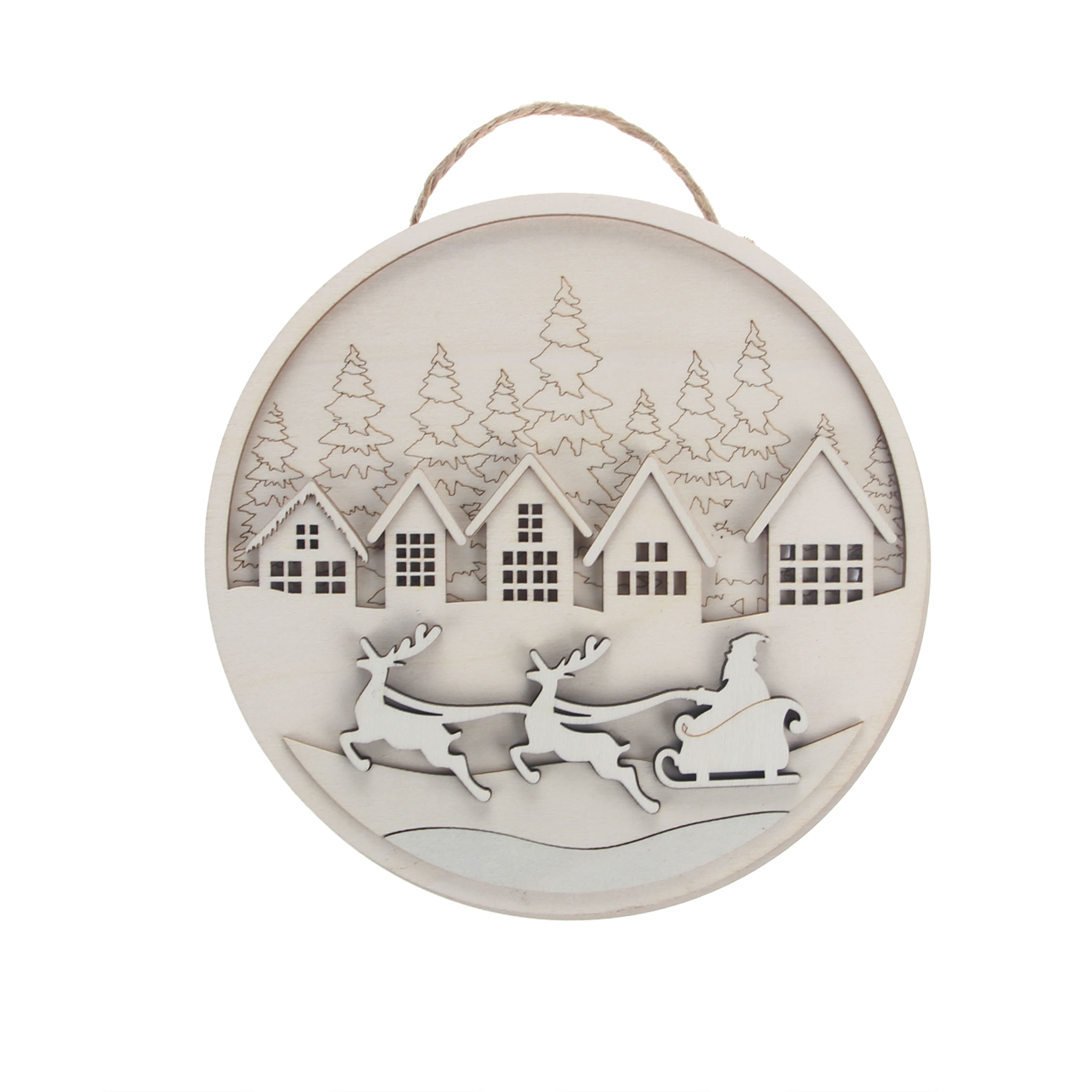 6&#x22; Santa Sled Plaque DIY Wood D&#xE9;cor Kit by Make Market&#xAE;