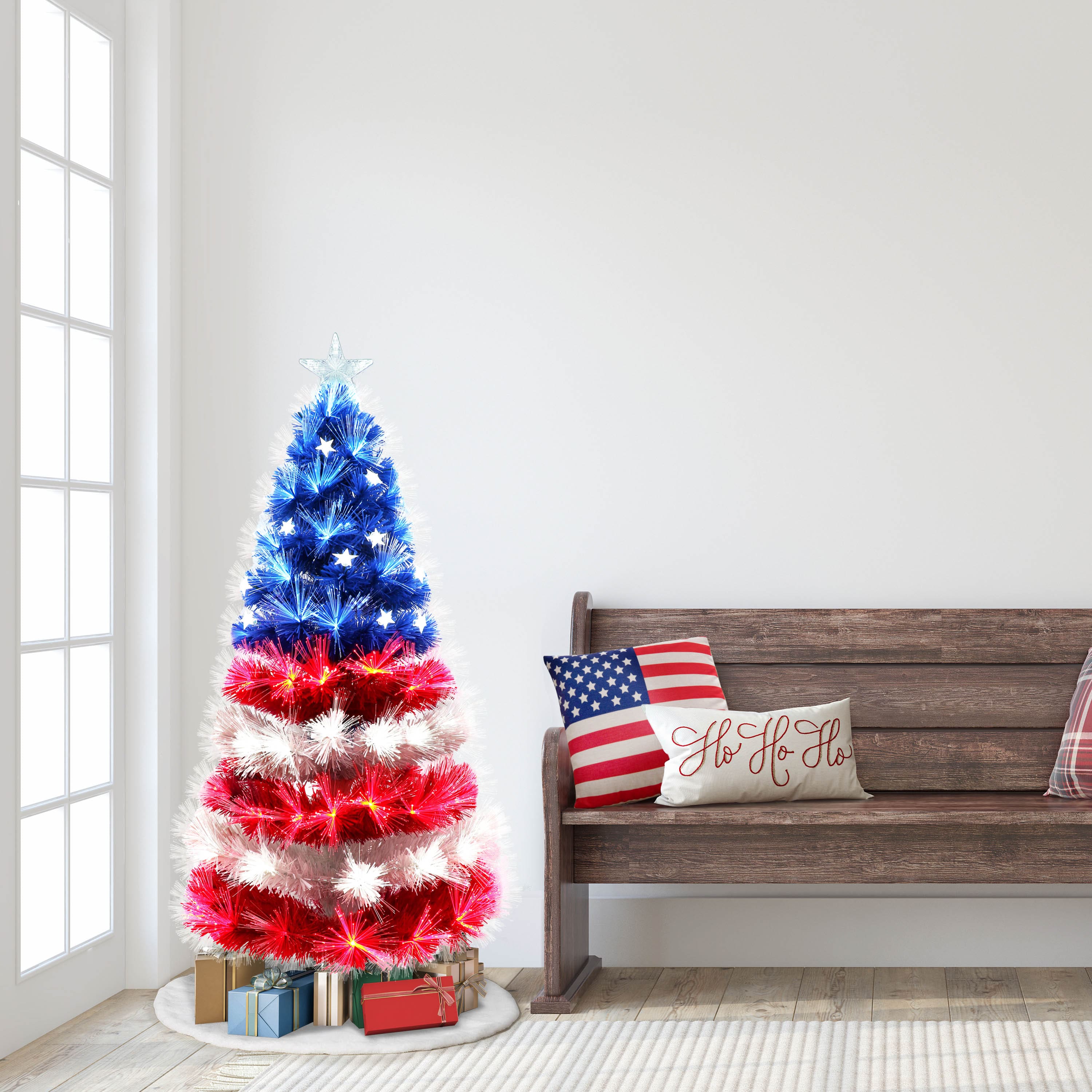 4ft. Fiber Optic Patriotic Artificial Christmas Tree