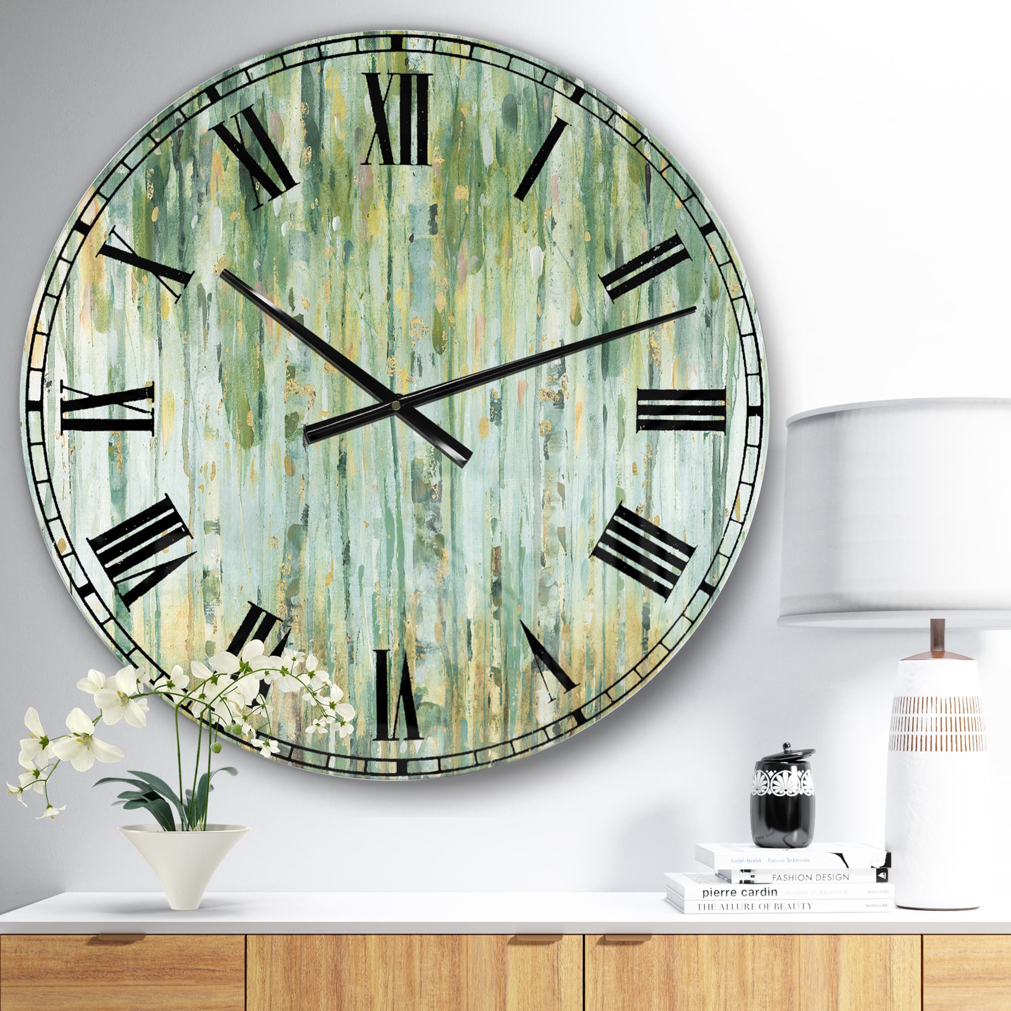 Designart 'Golden Birch Forest V Farmhouse Wall Clock