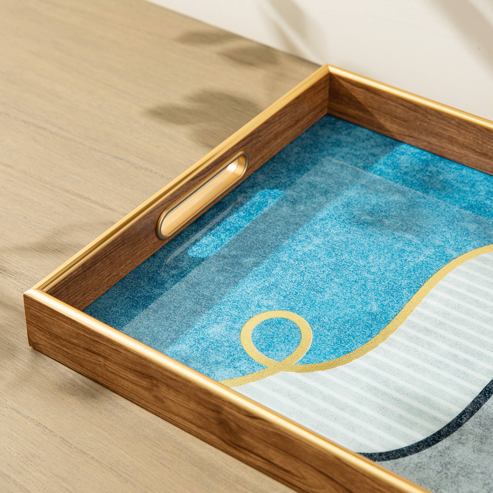 Glitzhome&#xAE; Rectangle Abstract Patterned Decorative Trays Set