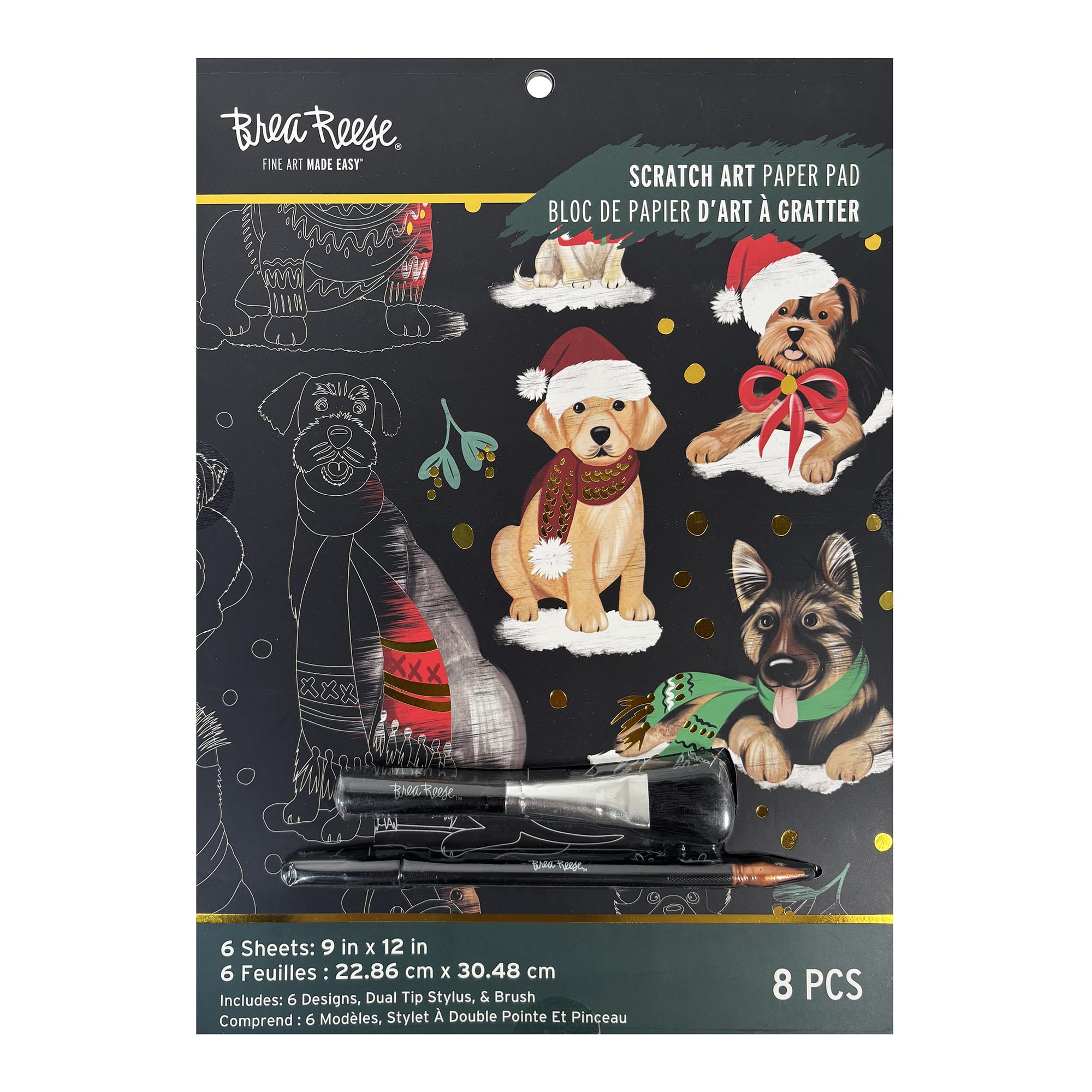 Brea Reese&#x2122; 9&#x22; x 12&#x22; Christmas Pets Scratch Art Paper Pad