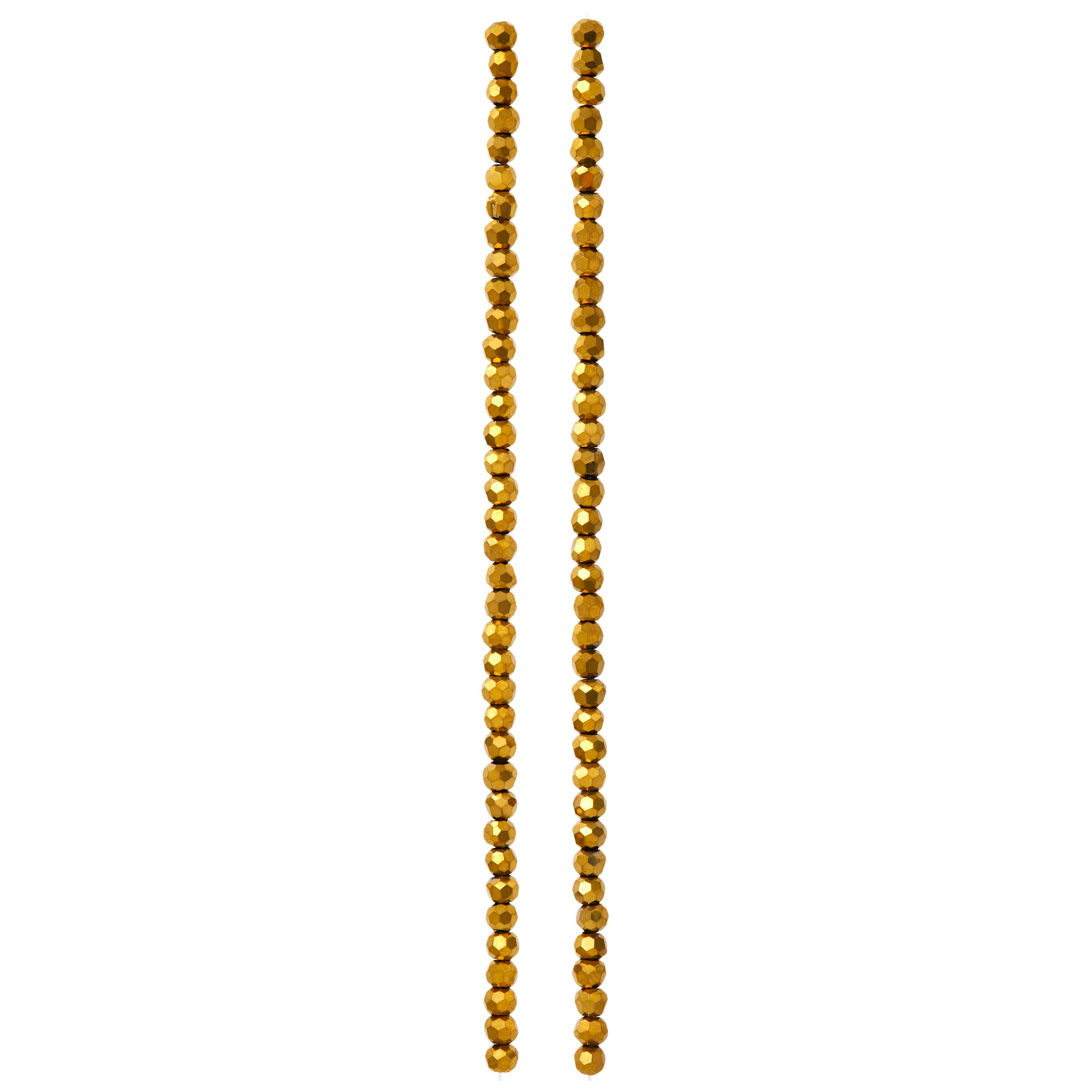 12 Pack: Gold Iris Glass Faceted Round Beads, 3mm by Bead Landing™