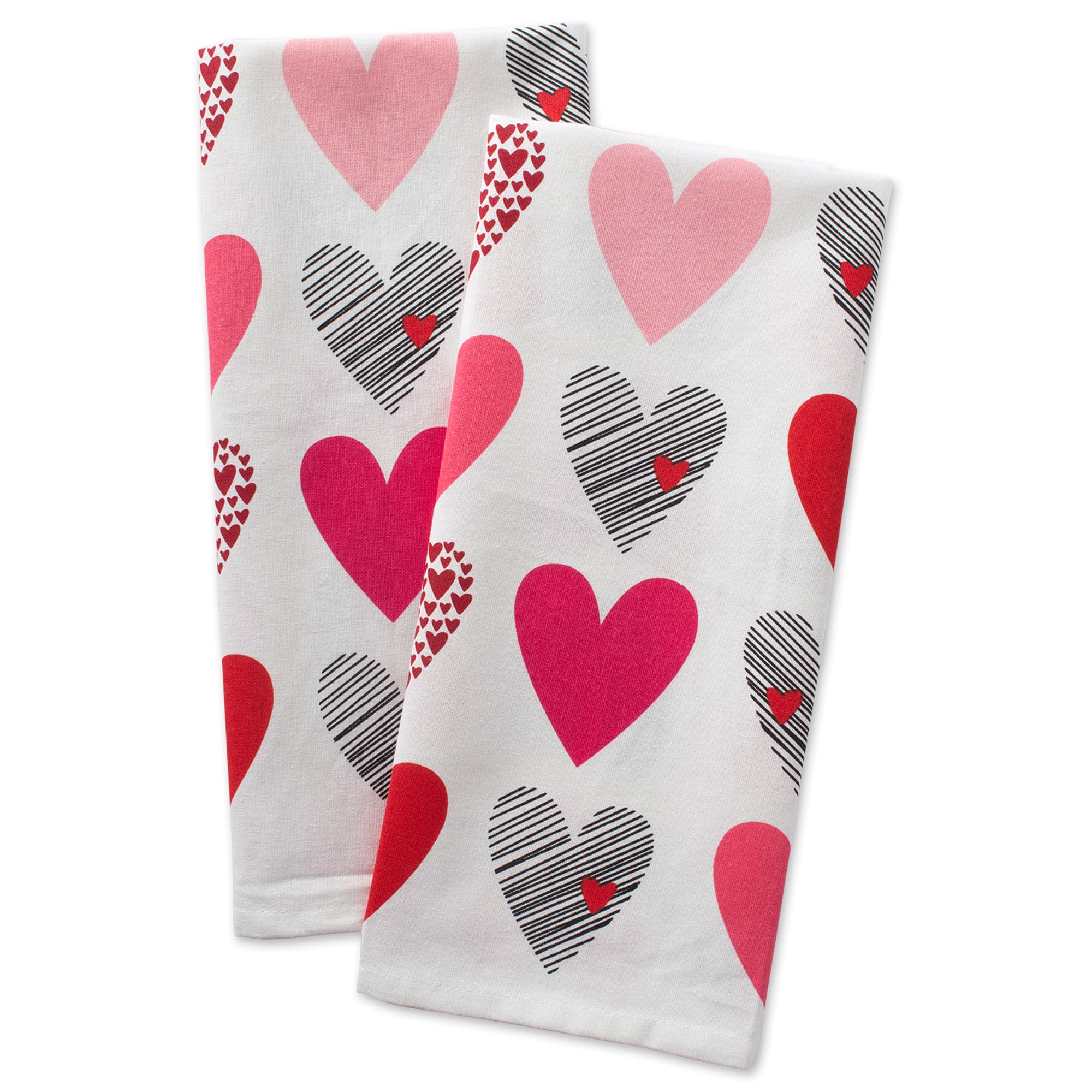 DII&#xAE; Hearts Collage Printed Dishtowels, 2ct.