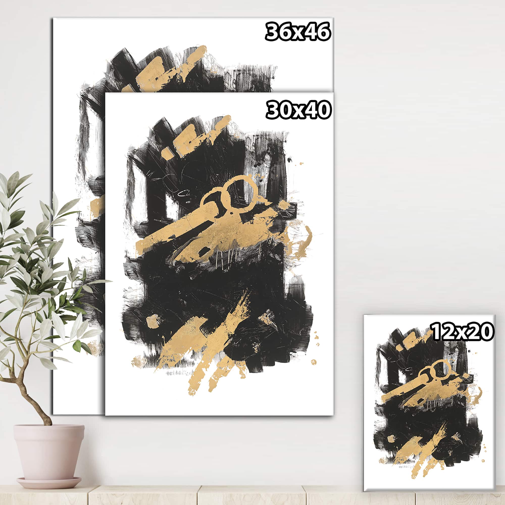 Designart - Gold and Black drift I - Modern Glam Canvas Artwork