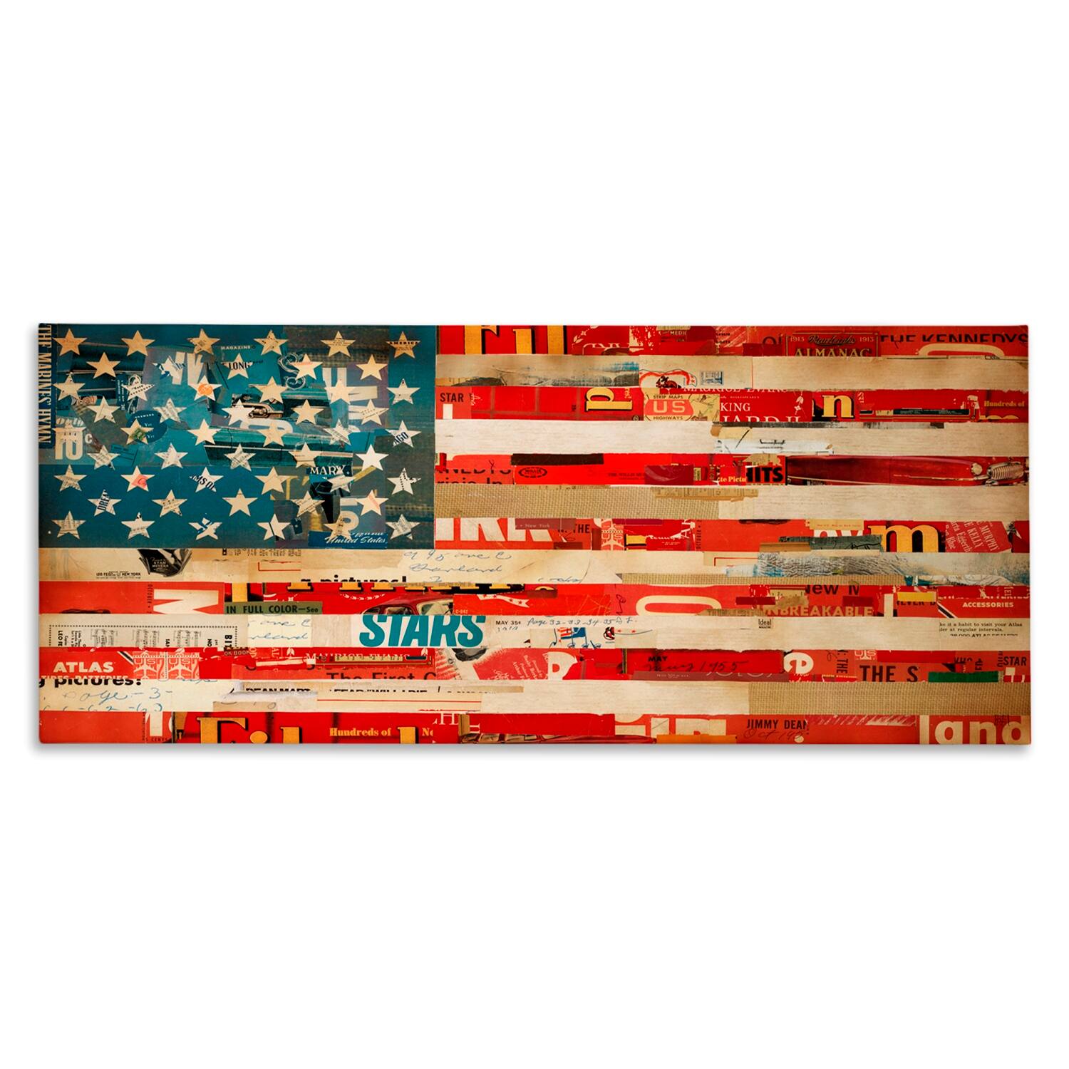Stupell Industries Patriotic Collaged Flag Canvas Wall Art
