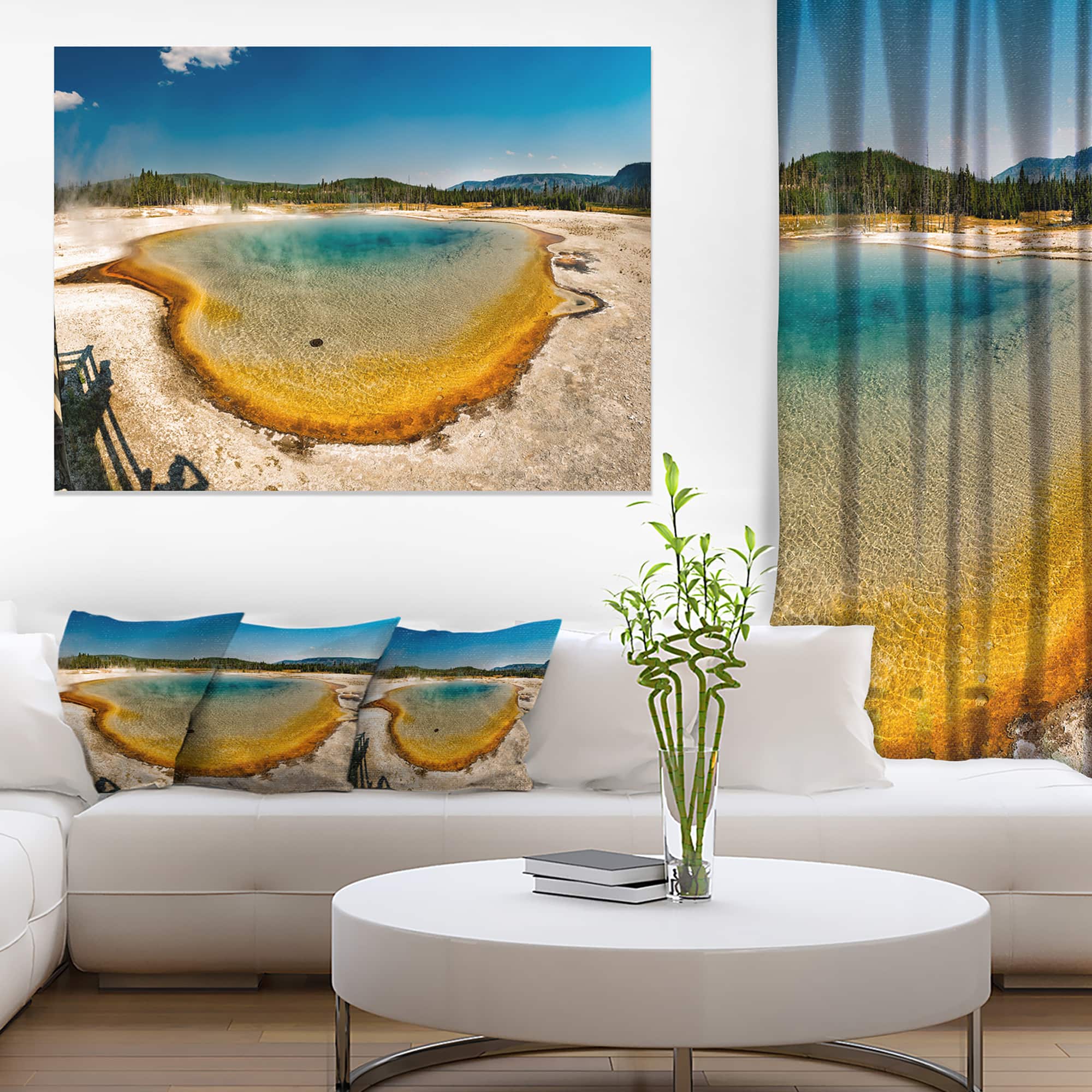 Designart - Yellowstone Heat Pool Panorama - Landscape Print Wall Artwork