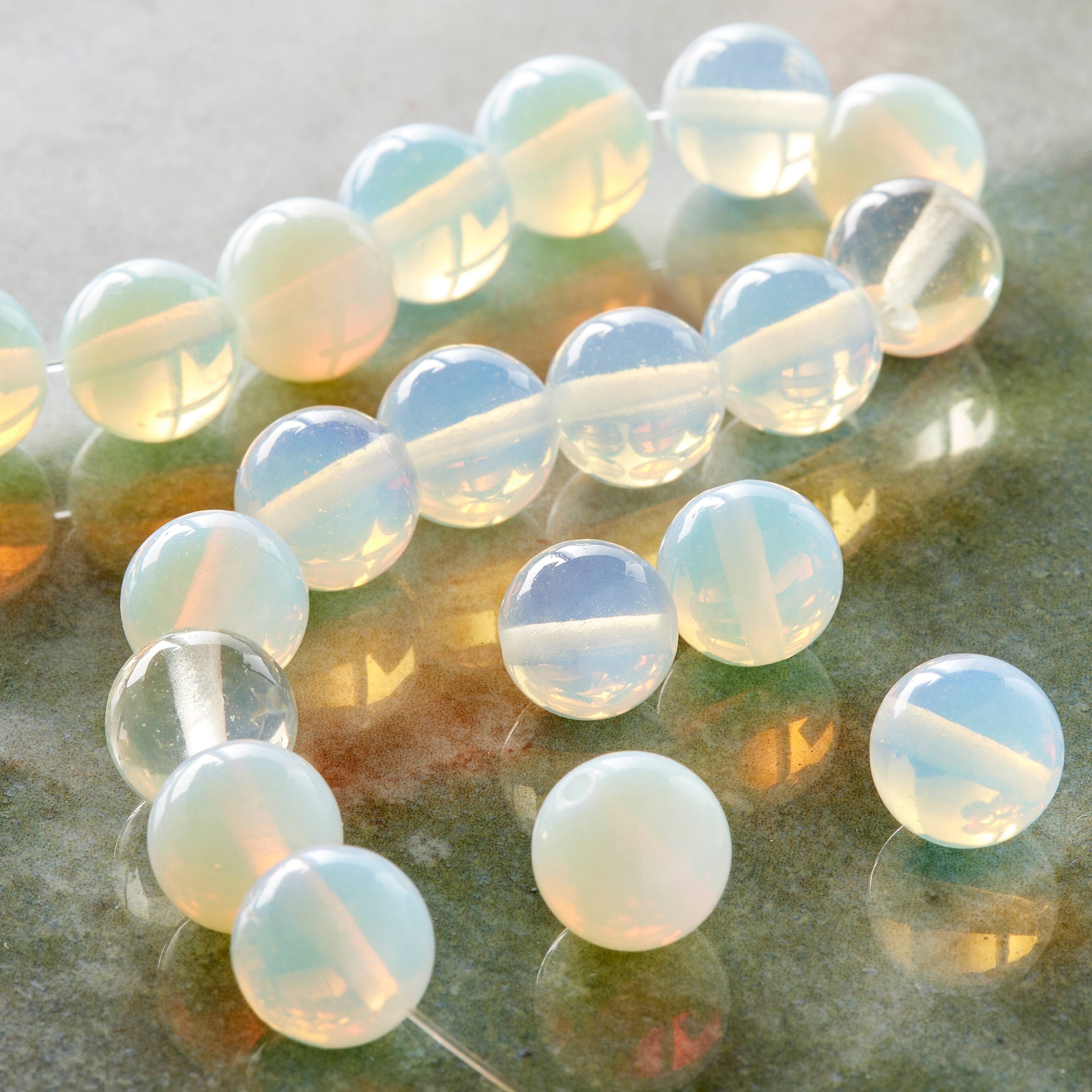 12 Pack: Opal Moonstone Glass Round Beads, 10mm by Bead Landing™
