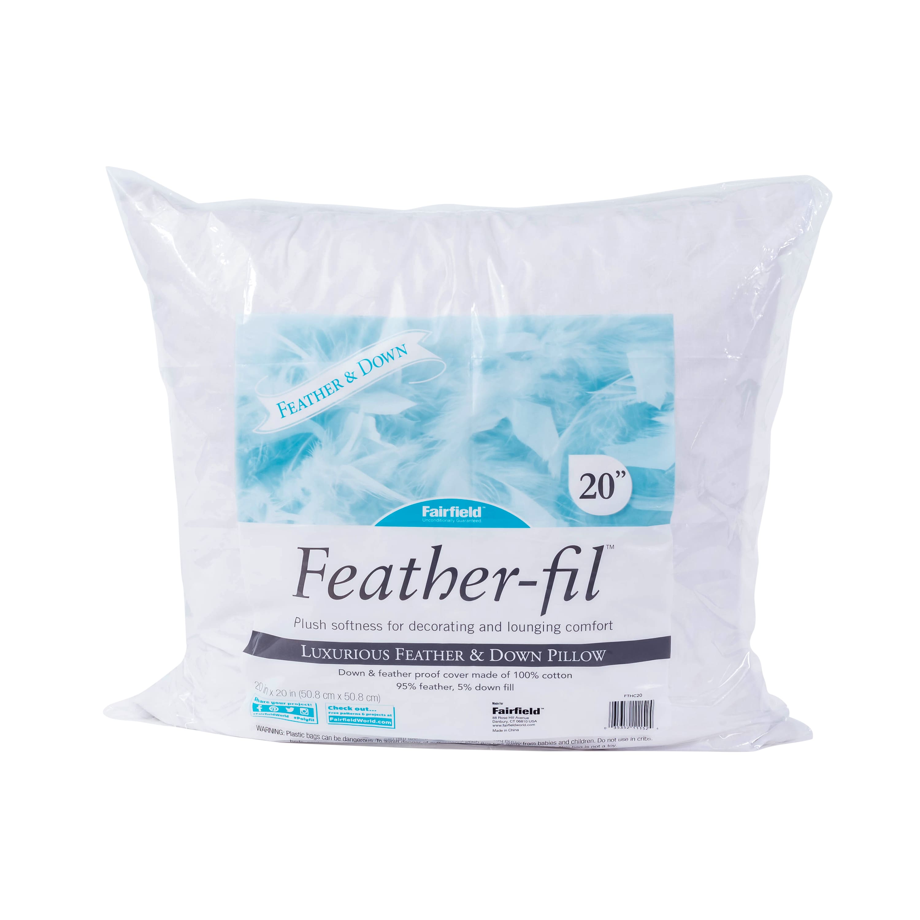 Feather-fil® Luxurious Feather & Down Pillow Insert, 20" x 20"