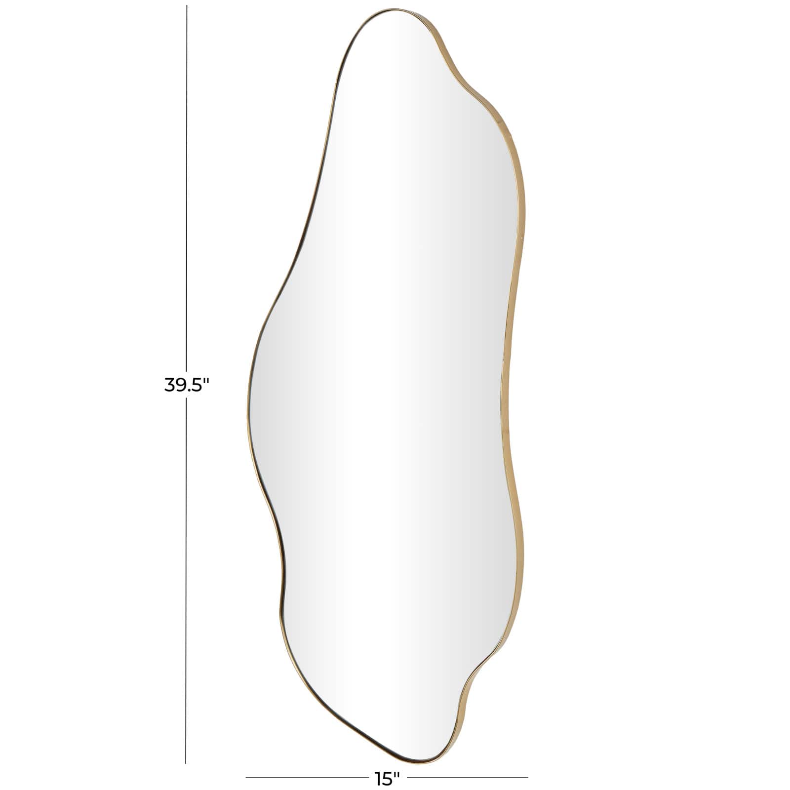 15" x 40" Gold Metal Wavy Room Wall Mirror