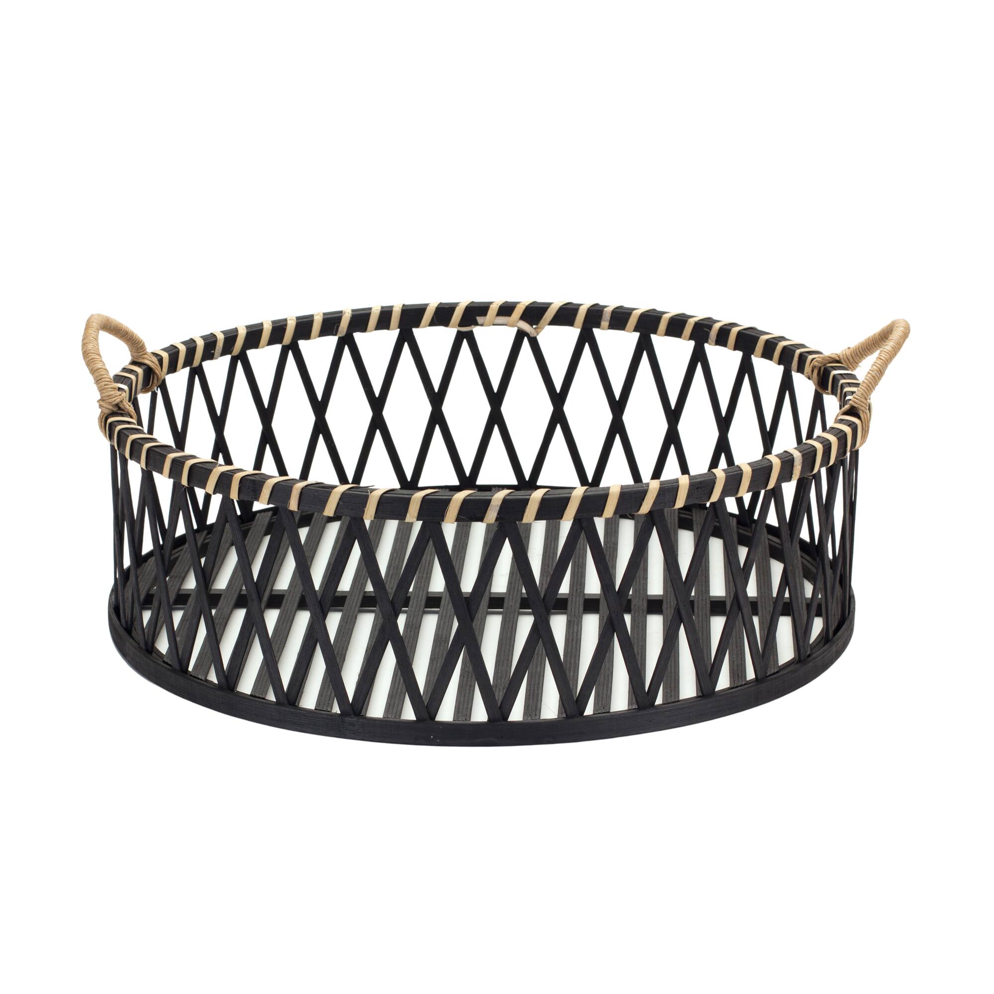 Bamboo &#x26; Rattan Woven Circle Tray Set