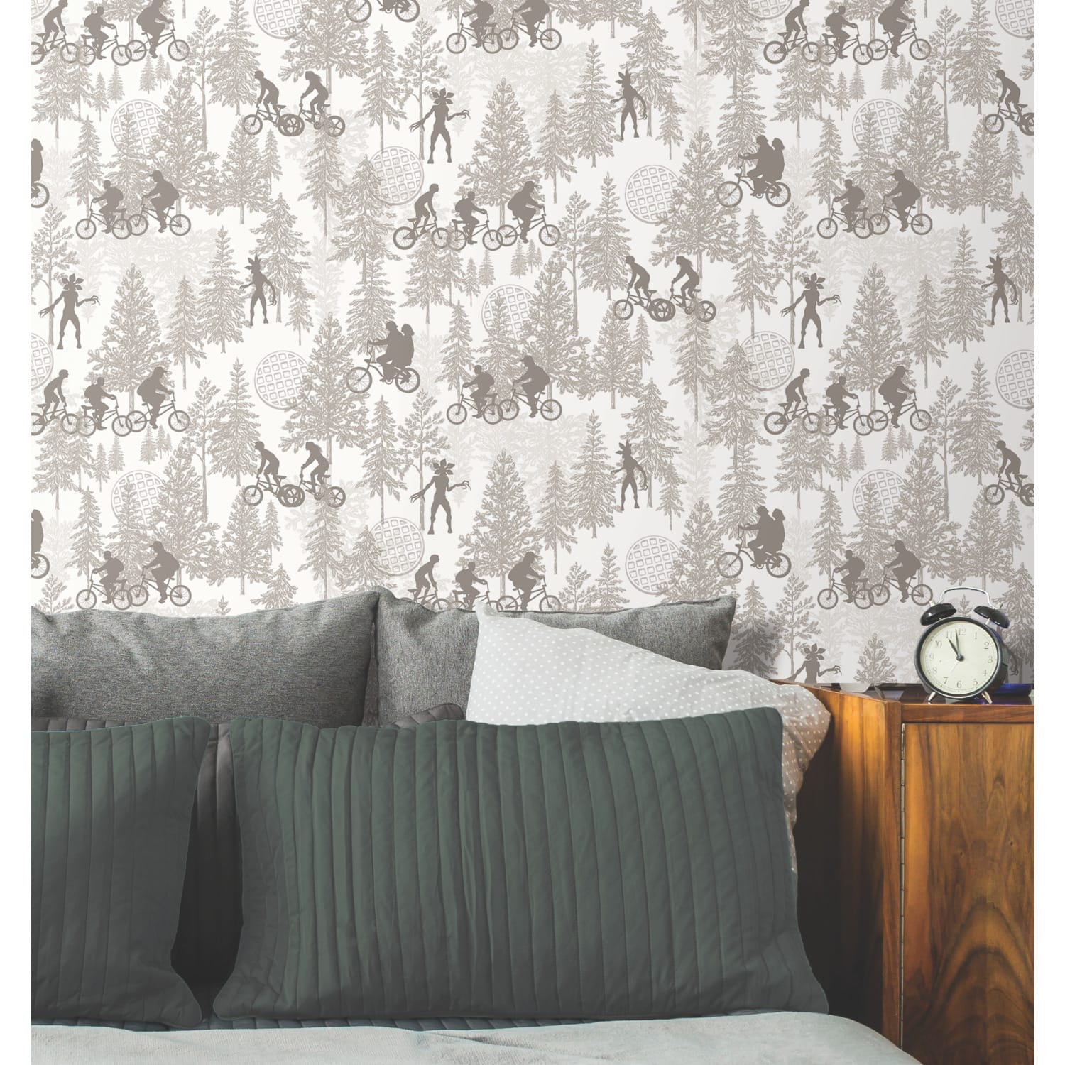 RoomMates Netflix Stranger Things Hawkins Woods Taupe Peel &#x26; Stick Wallpaper
