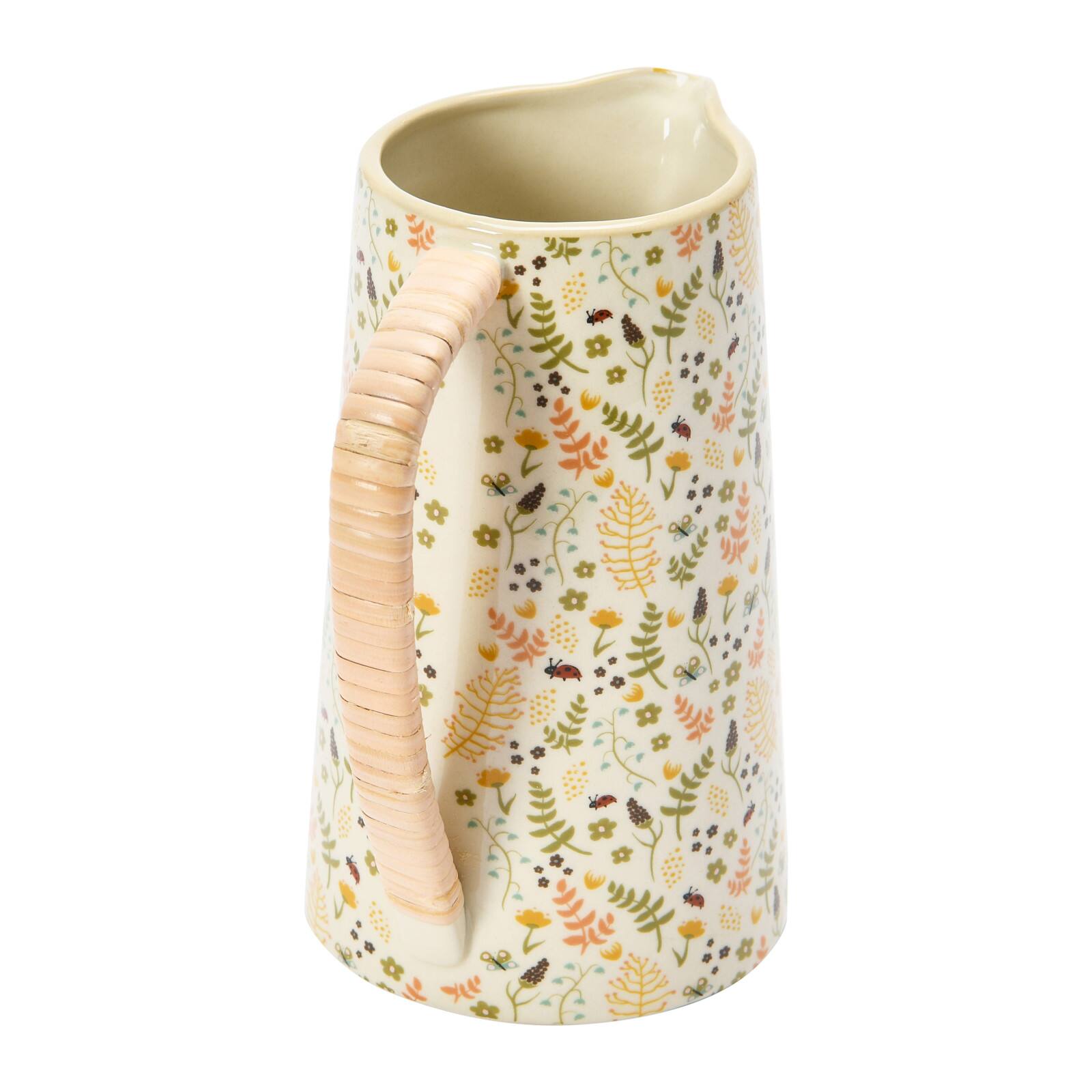 Hello Honey® 6.75" Stoneware Pitcher with Rattan Wrapped Handle