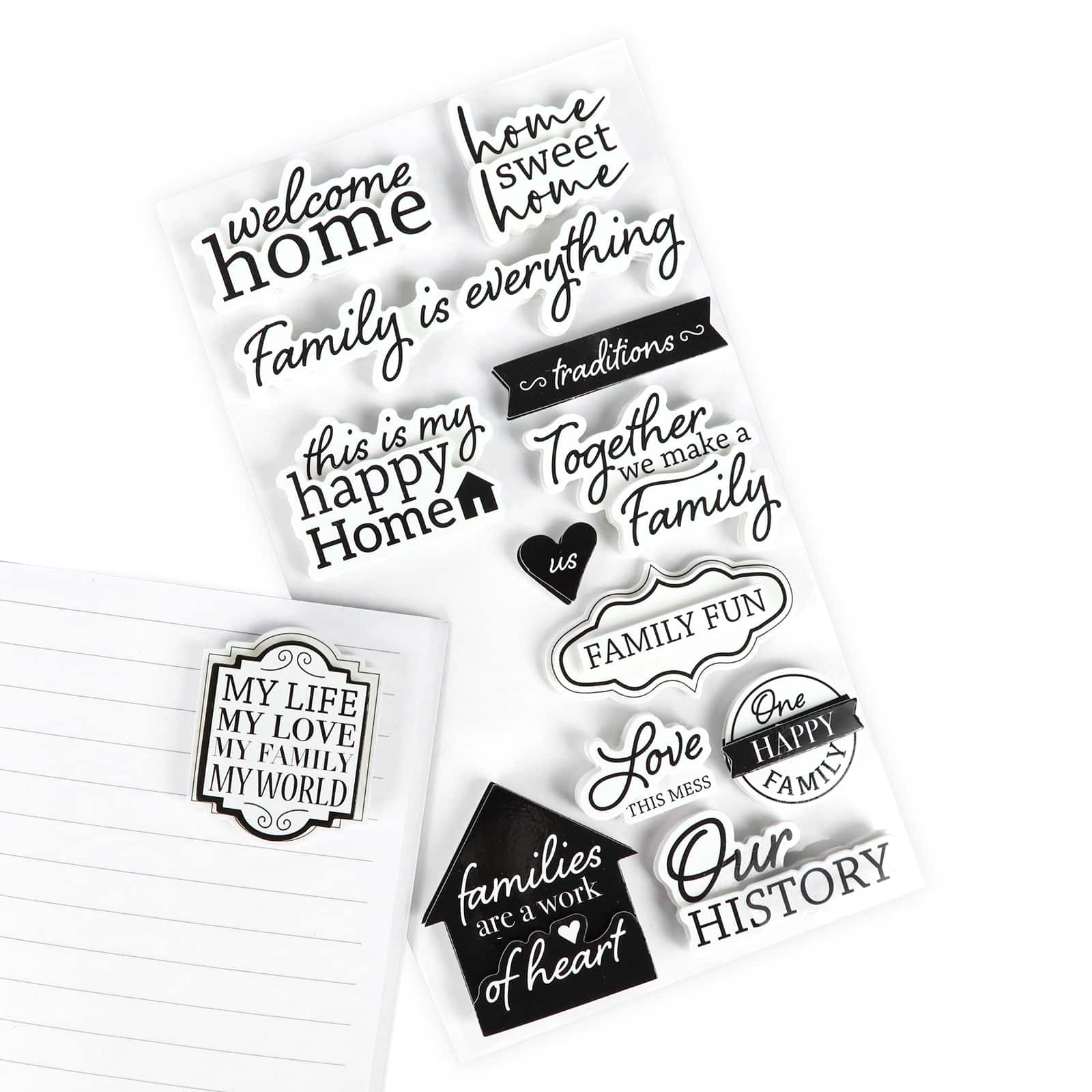 12 Pack: Black & White Sentimental Family Stickers by Recollections™