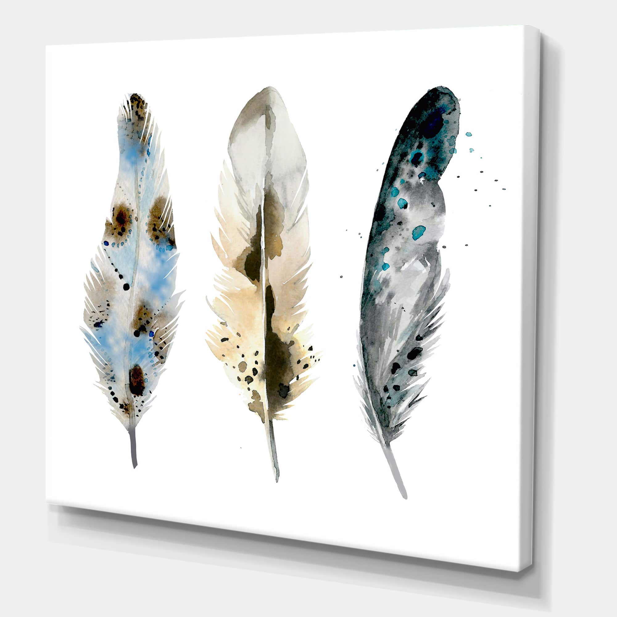 Designart - Colourful Boho Feathers V - Bohemian &#x26; Eclectic Canvas Wall Art Print