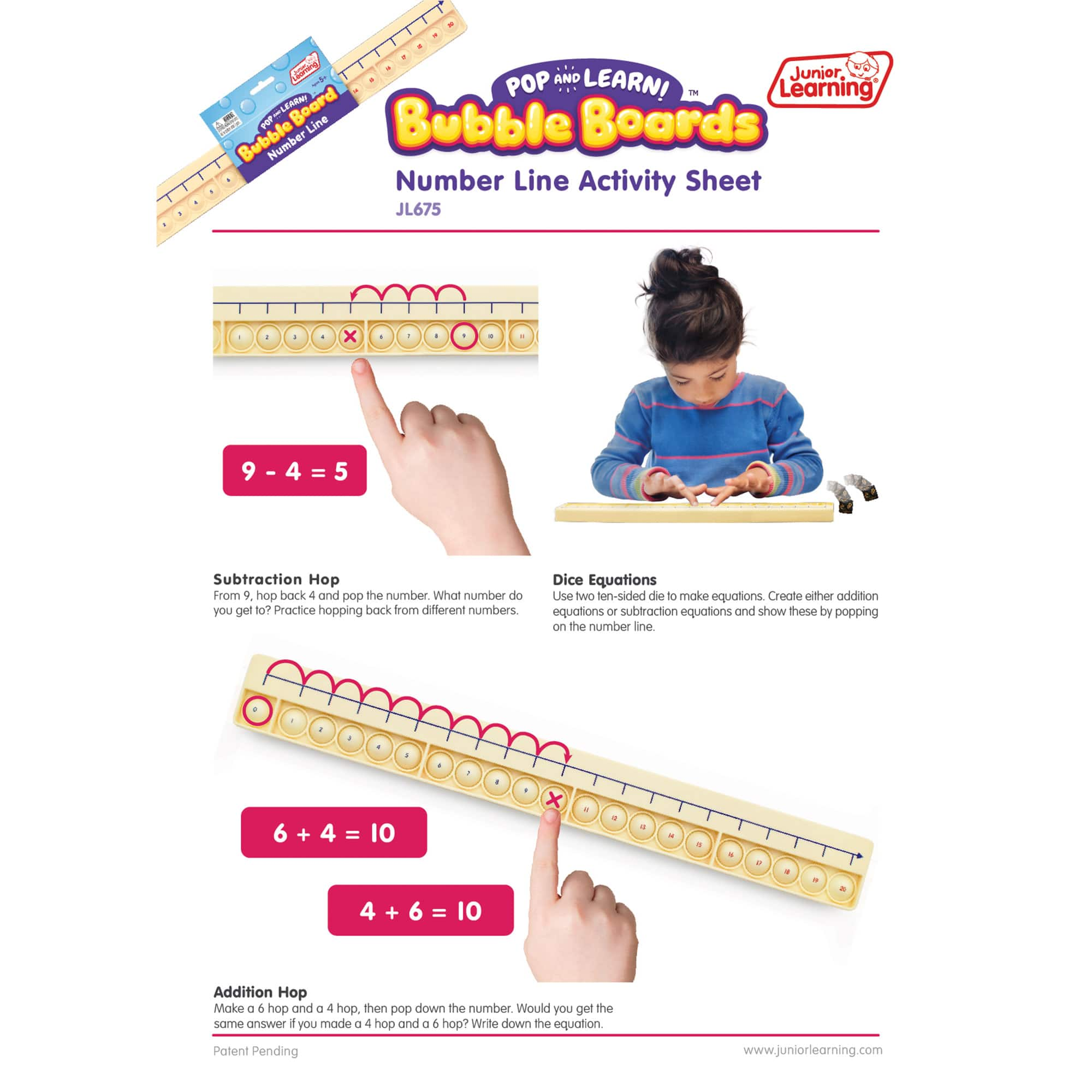 Junior Learning&#xAE; Pop &#x26; Learn Bubble Board Number Line