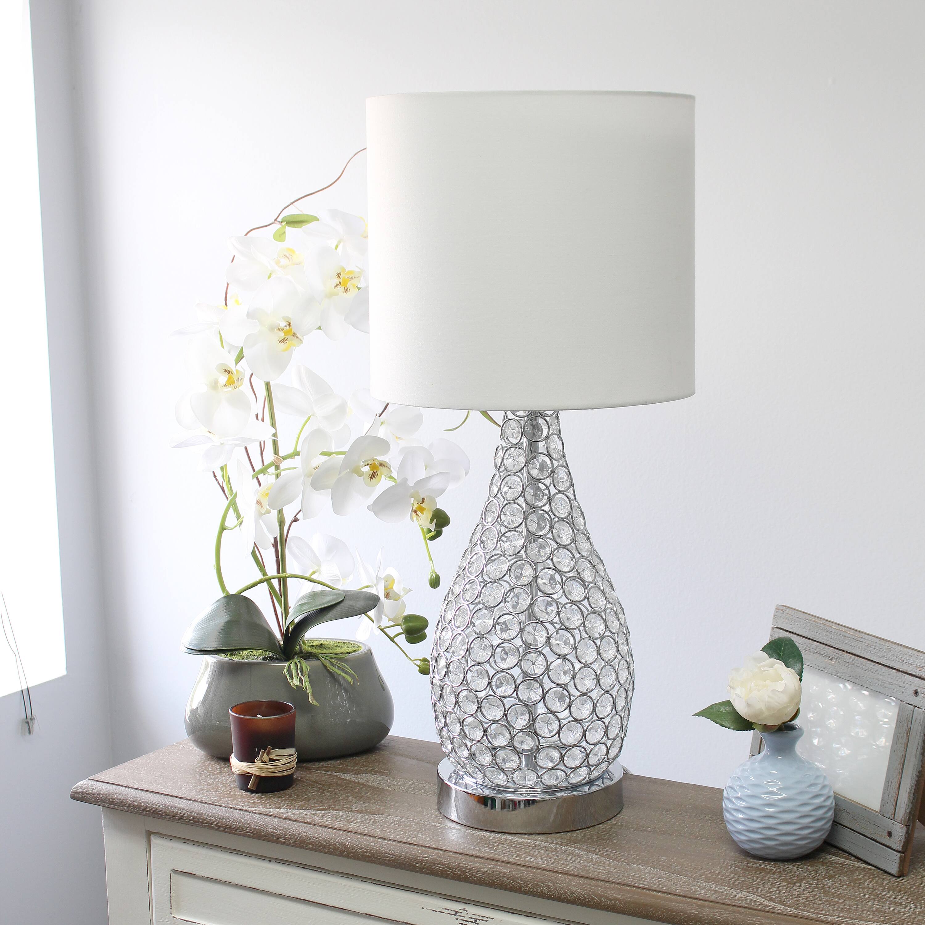 Elegant Designs Crystal & Chrome Decorative Table Lamp