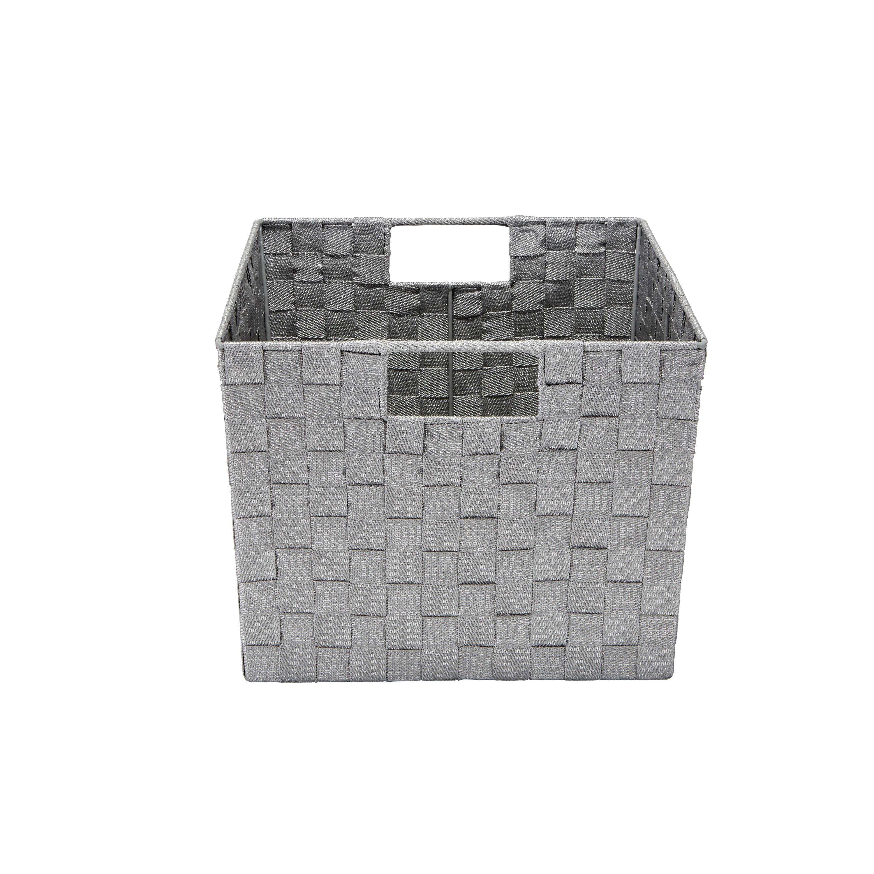 Simplify Lurex Striped Woven Storage Shelf Bin