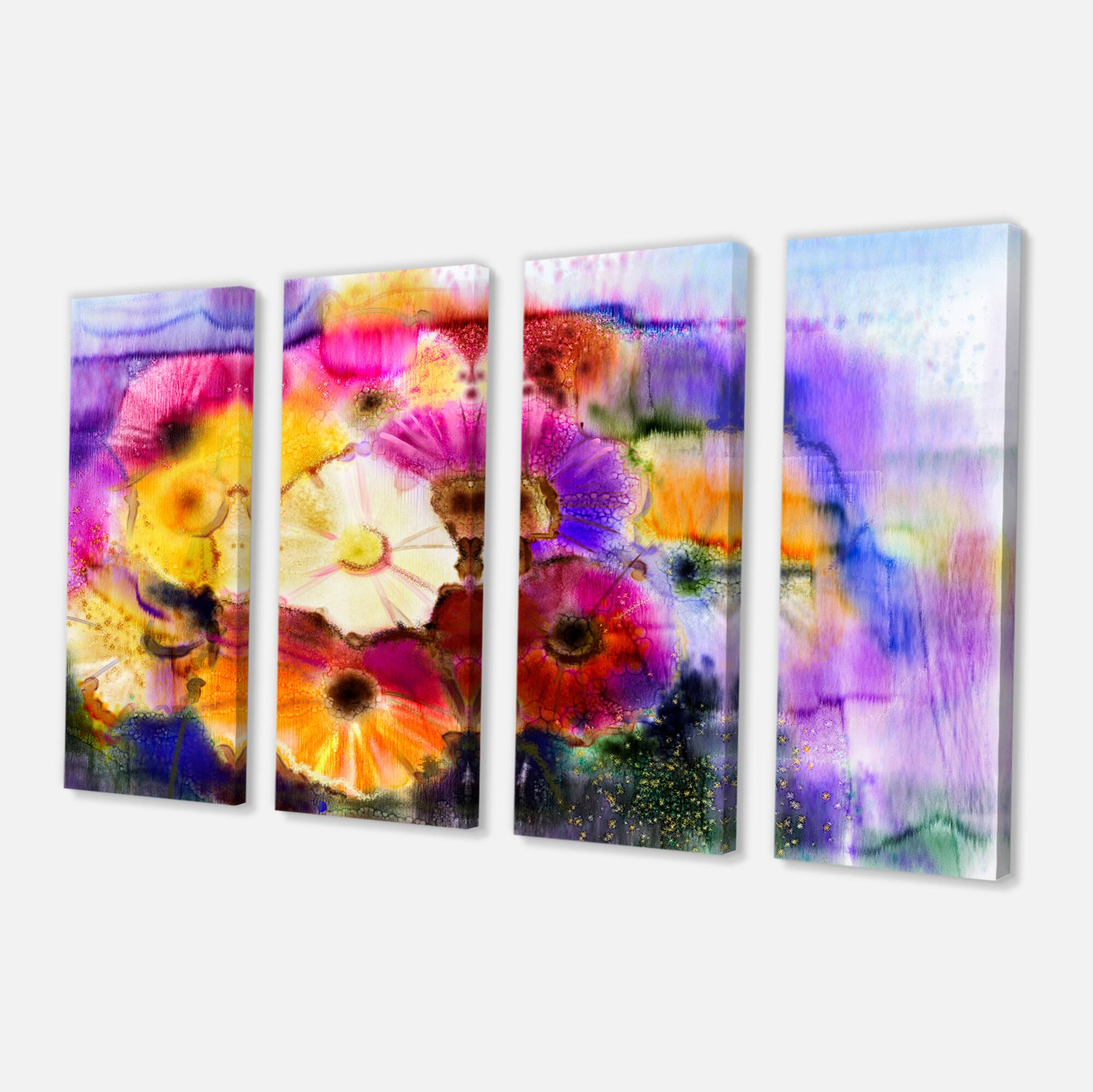Designart - Bunch of Colored Daisy Flowers - Large Floral Canvas Art Print