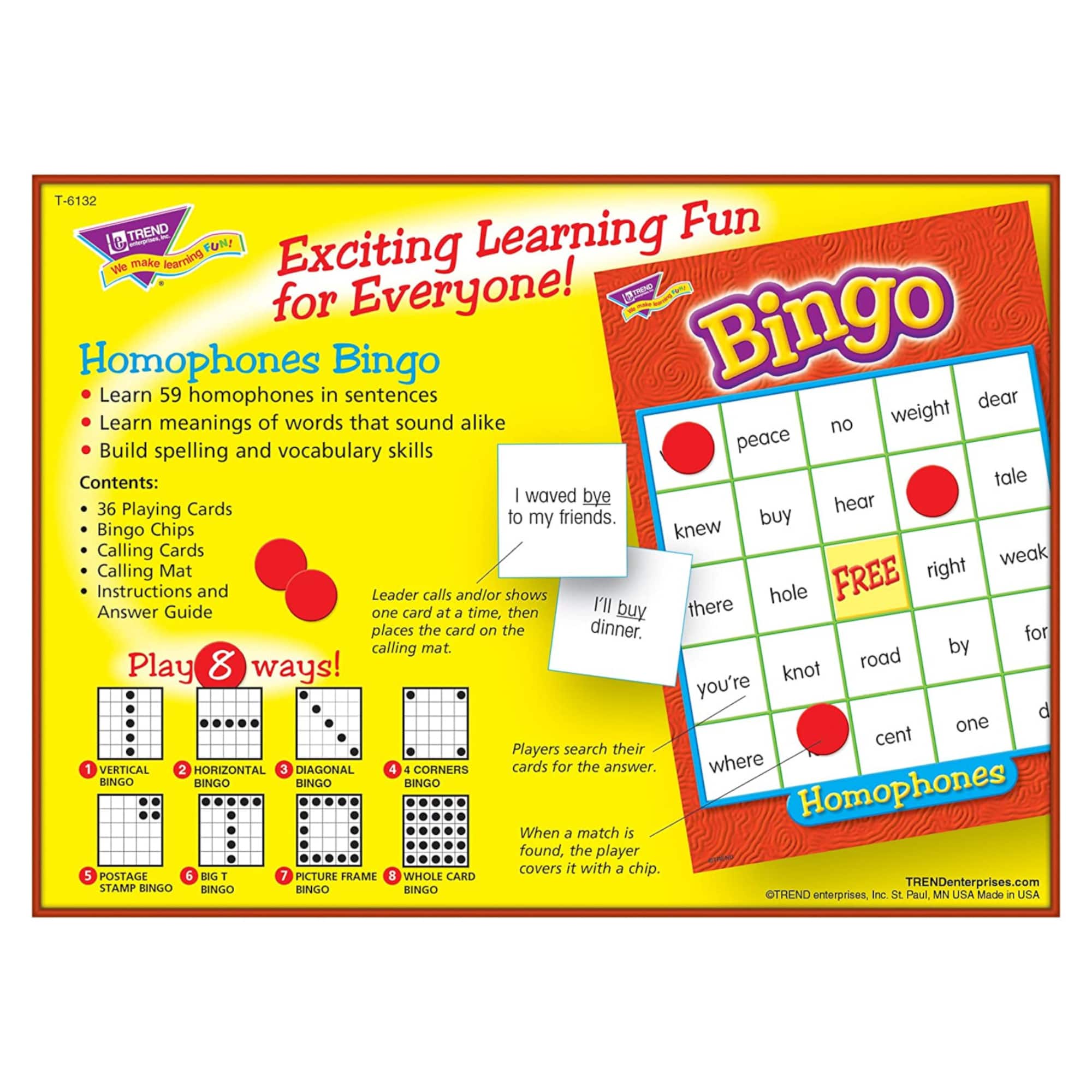 Trend Enterprises&#xAE; Homophones Bingo