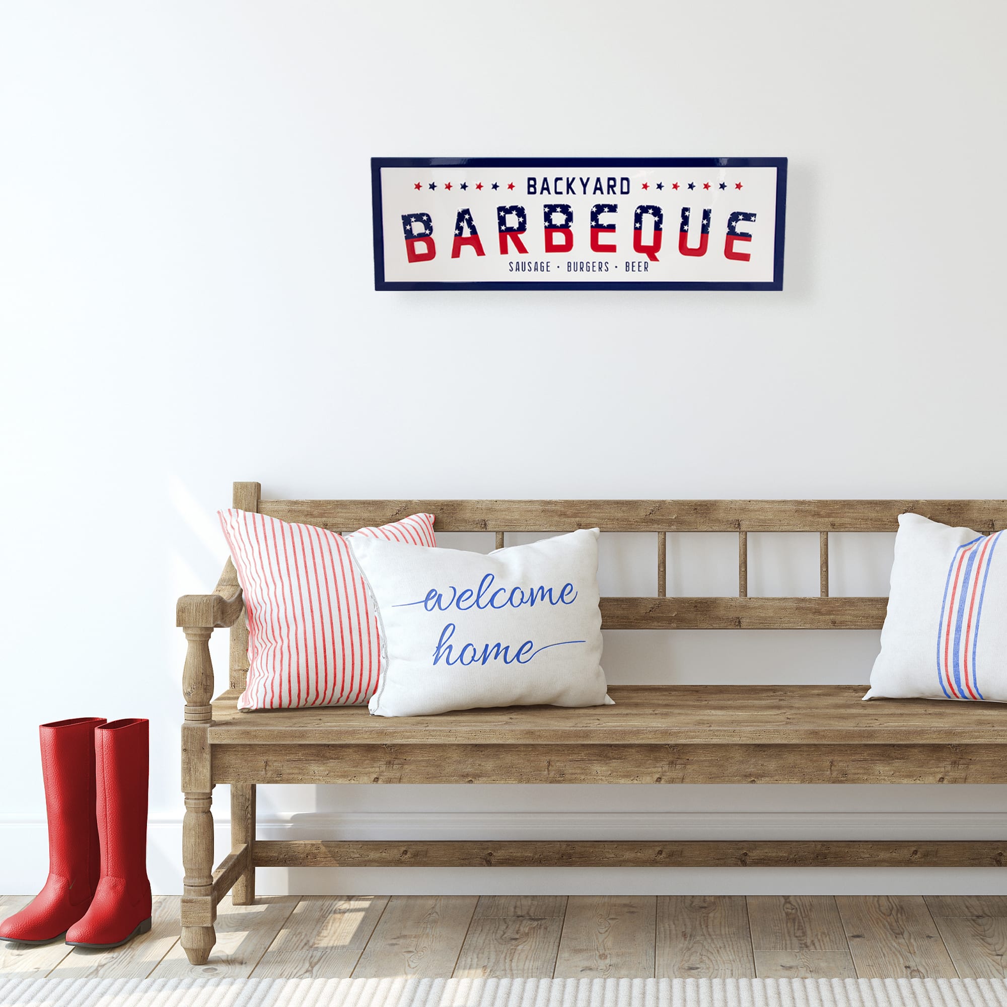 23&#x22; Backyard Barbeque Americana Metal Wall Sign