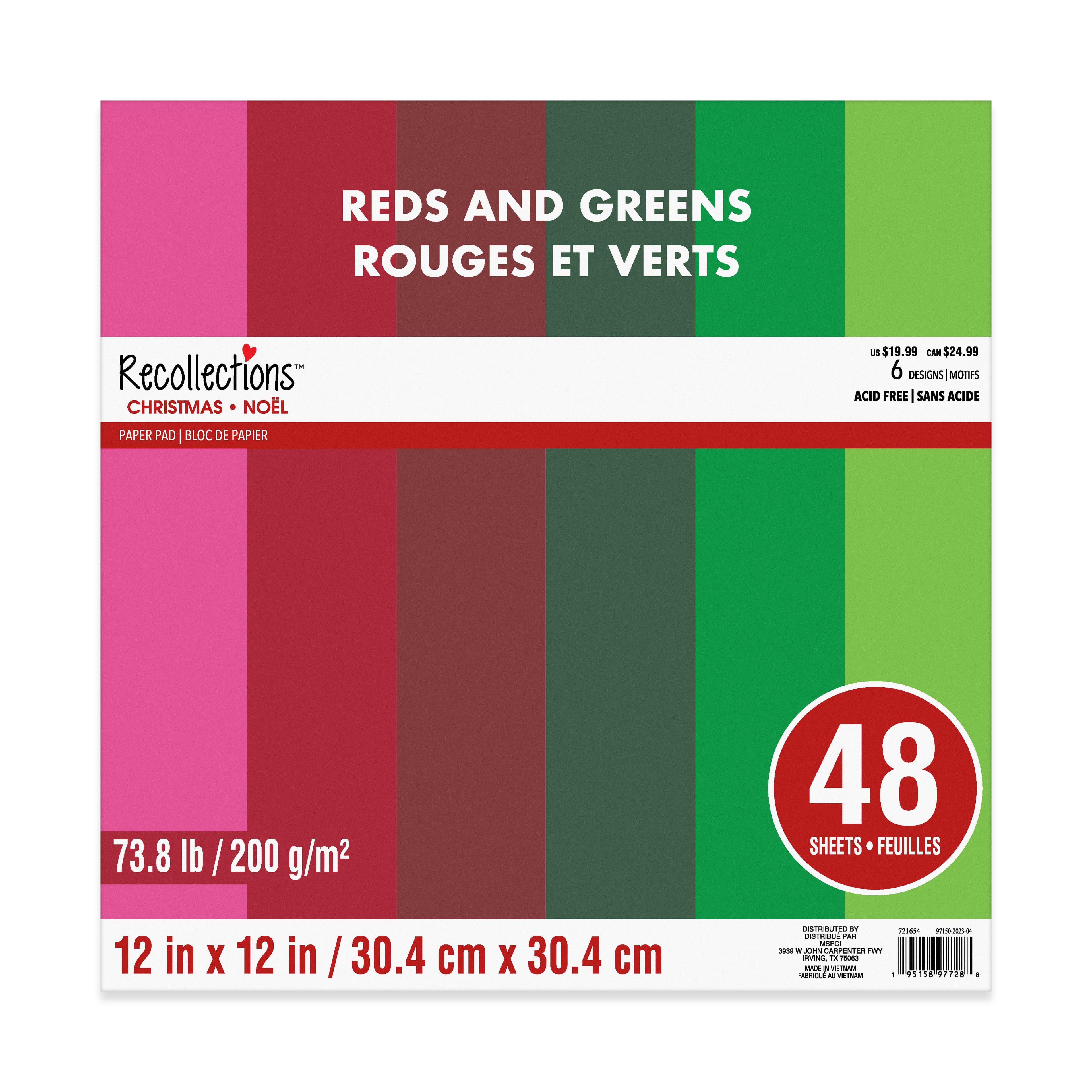 Reds &#x26; Greens Paper Pad by Recollections&#x2122;, 12&#x22; x 12&#x22;