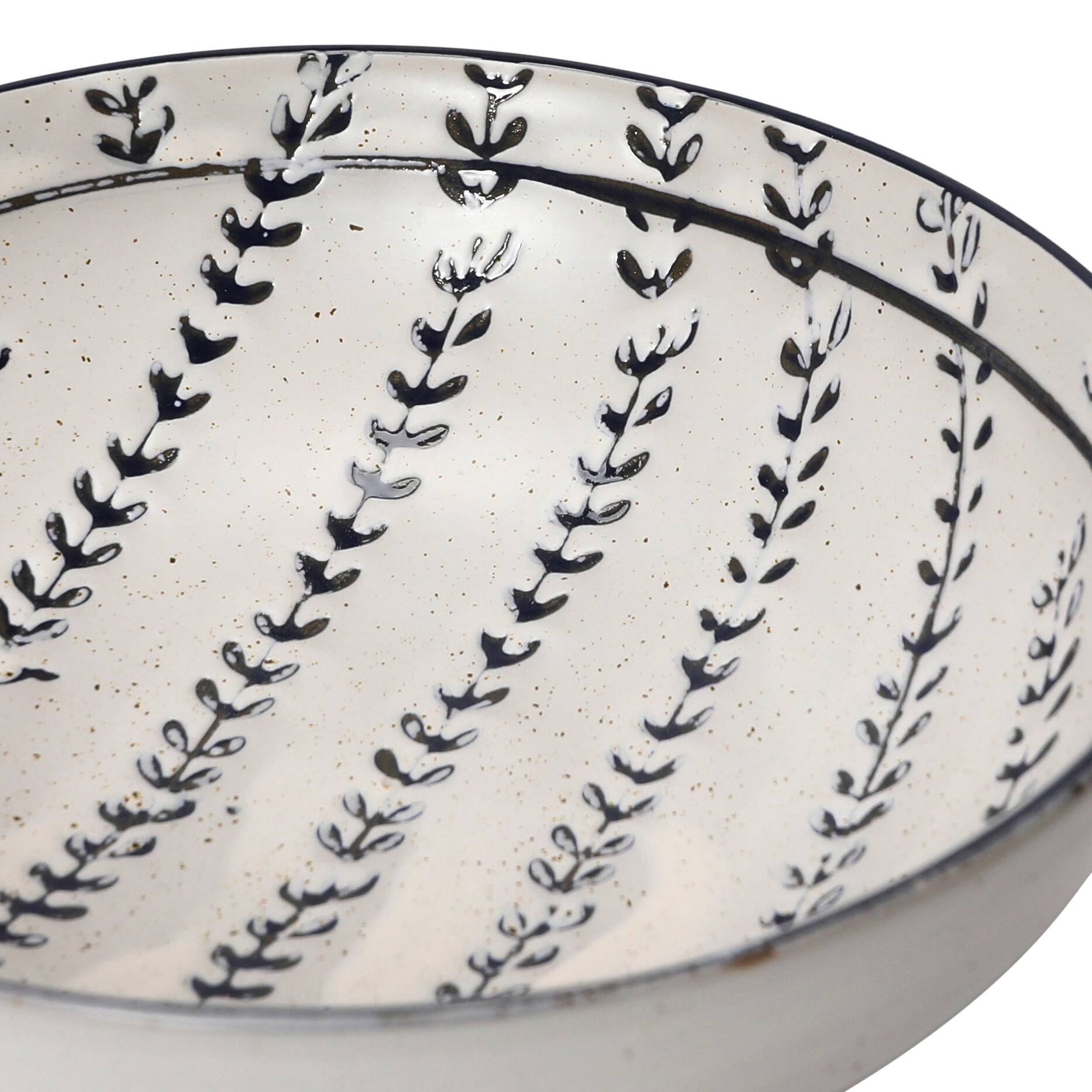 Hello Honey&#xAE; Antique White &#x26; Blue Reactive Glaze Stoneware Bowl Set