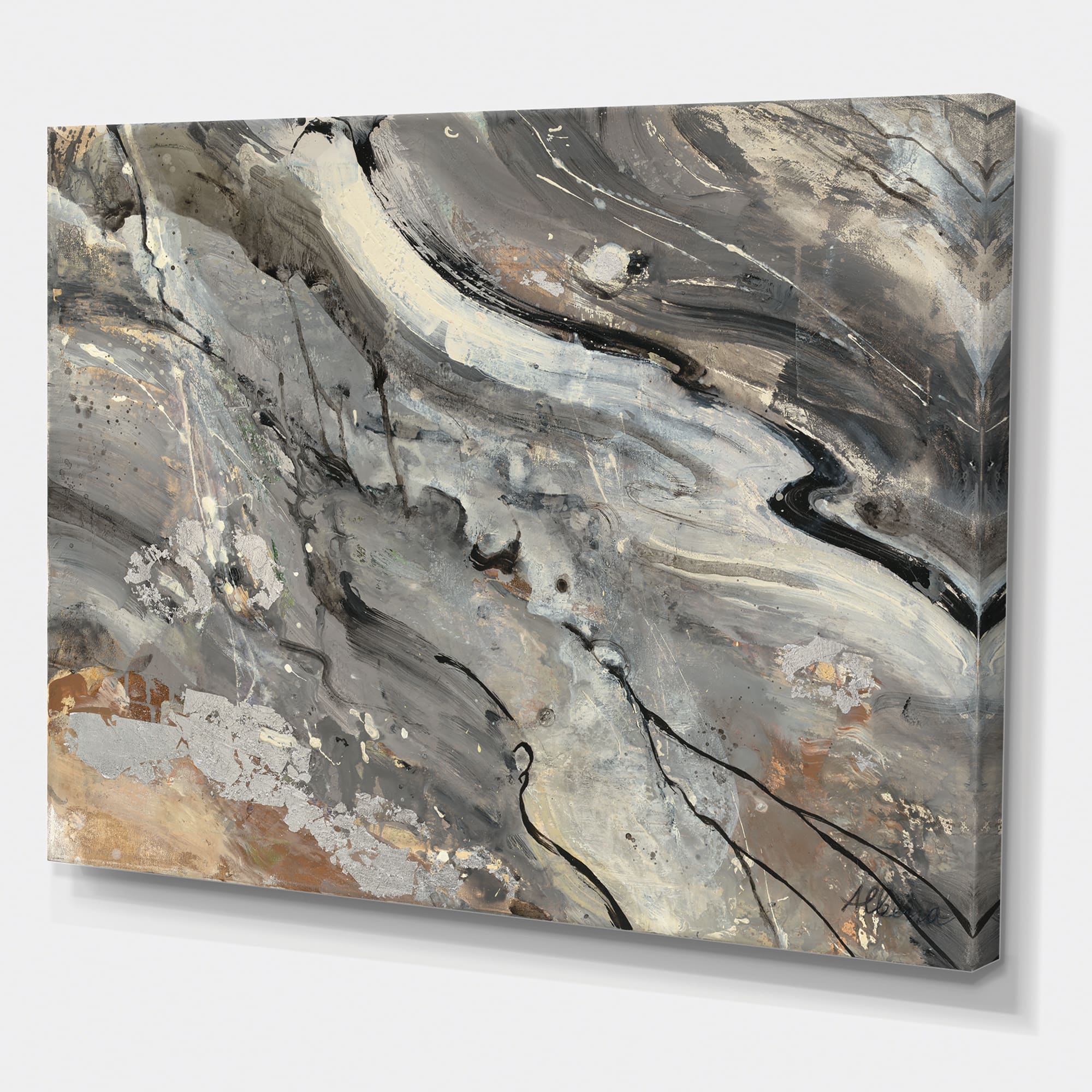 Designart - Fire and Ice Minerals V - Modern & Contemporary Canvas Art