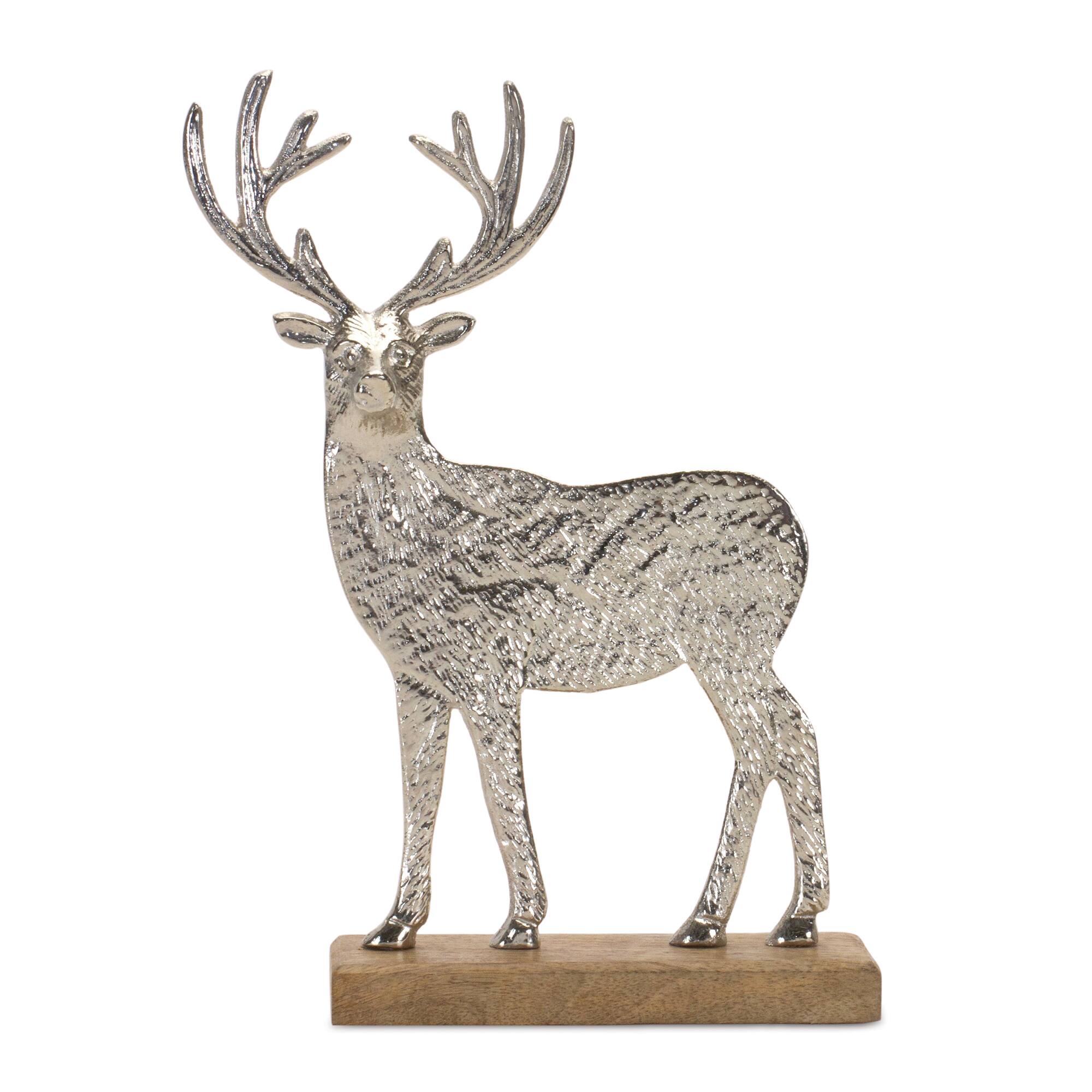 Metal Deer Silhouette with Wood Base Set