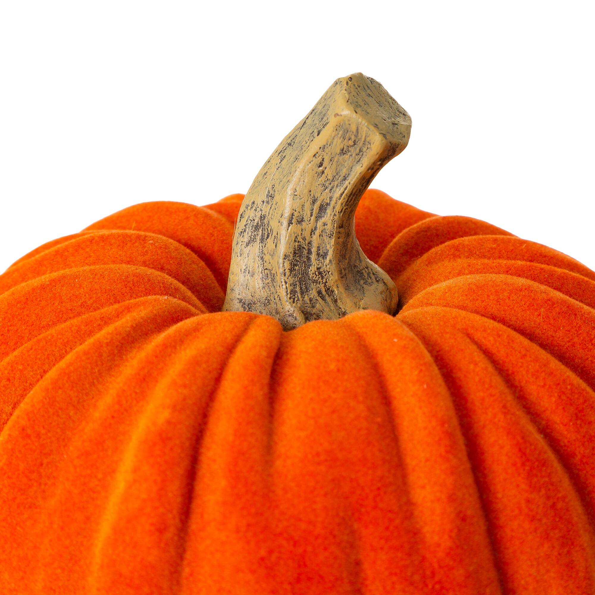 Glitzhome® Orange Velvet Pumpkins Set