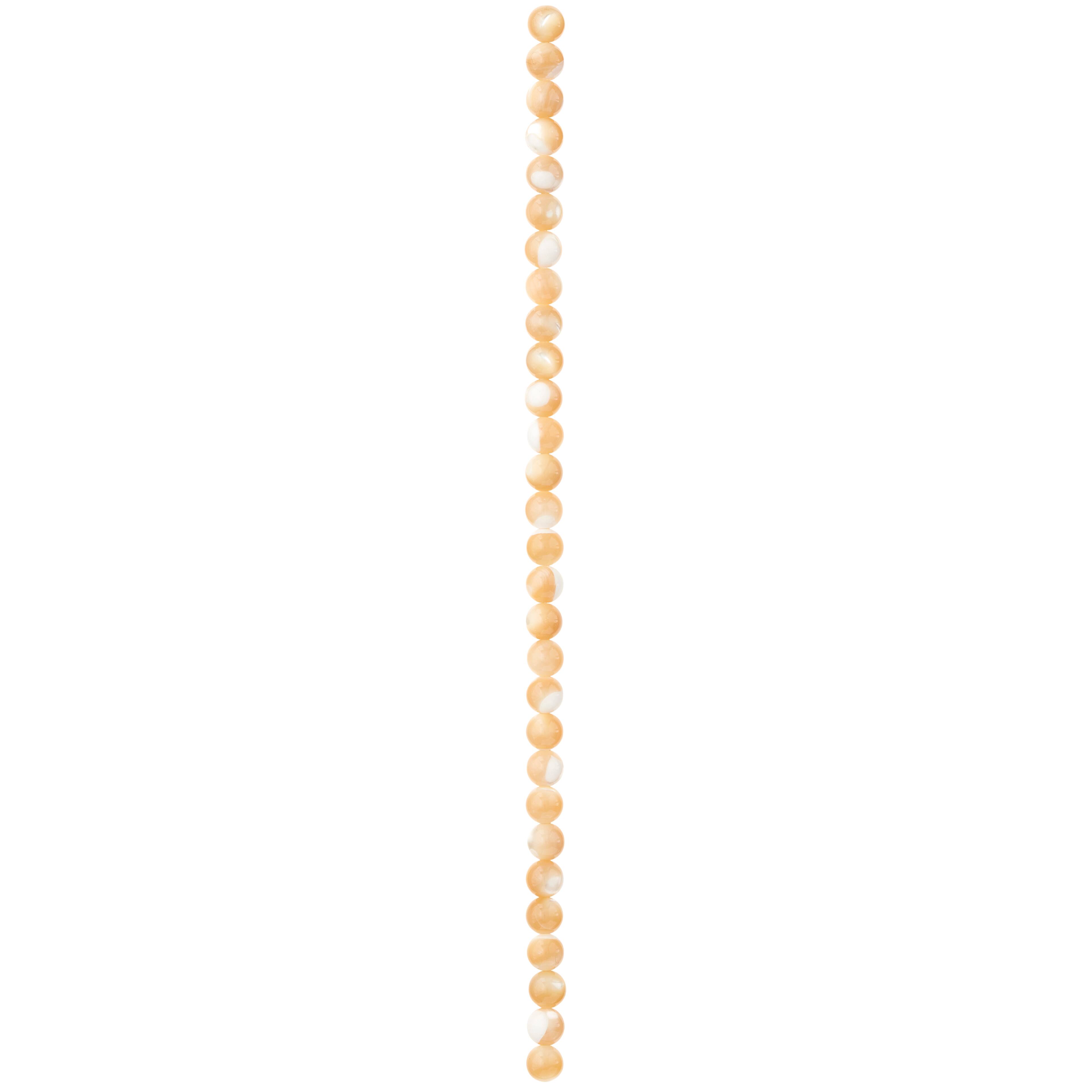 12 Pack: Natural Amber Mother of Pearl Round Beads, 6mm by Bead Landing&#x2122;