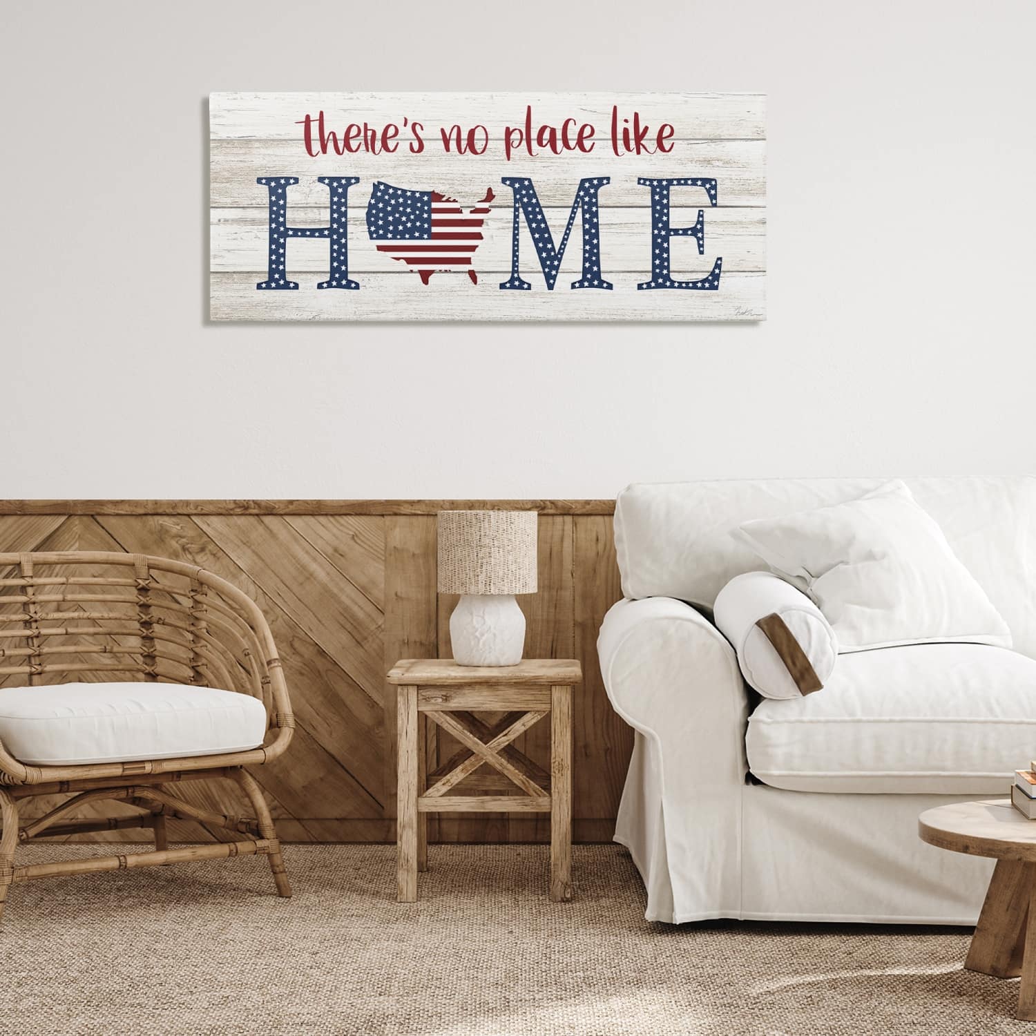 Stupell Industries Patriotic There's No Place Like Home Phrase Americana Canvas Wall Art