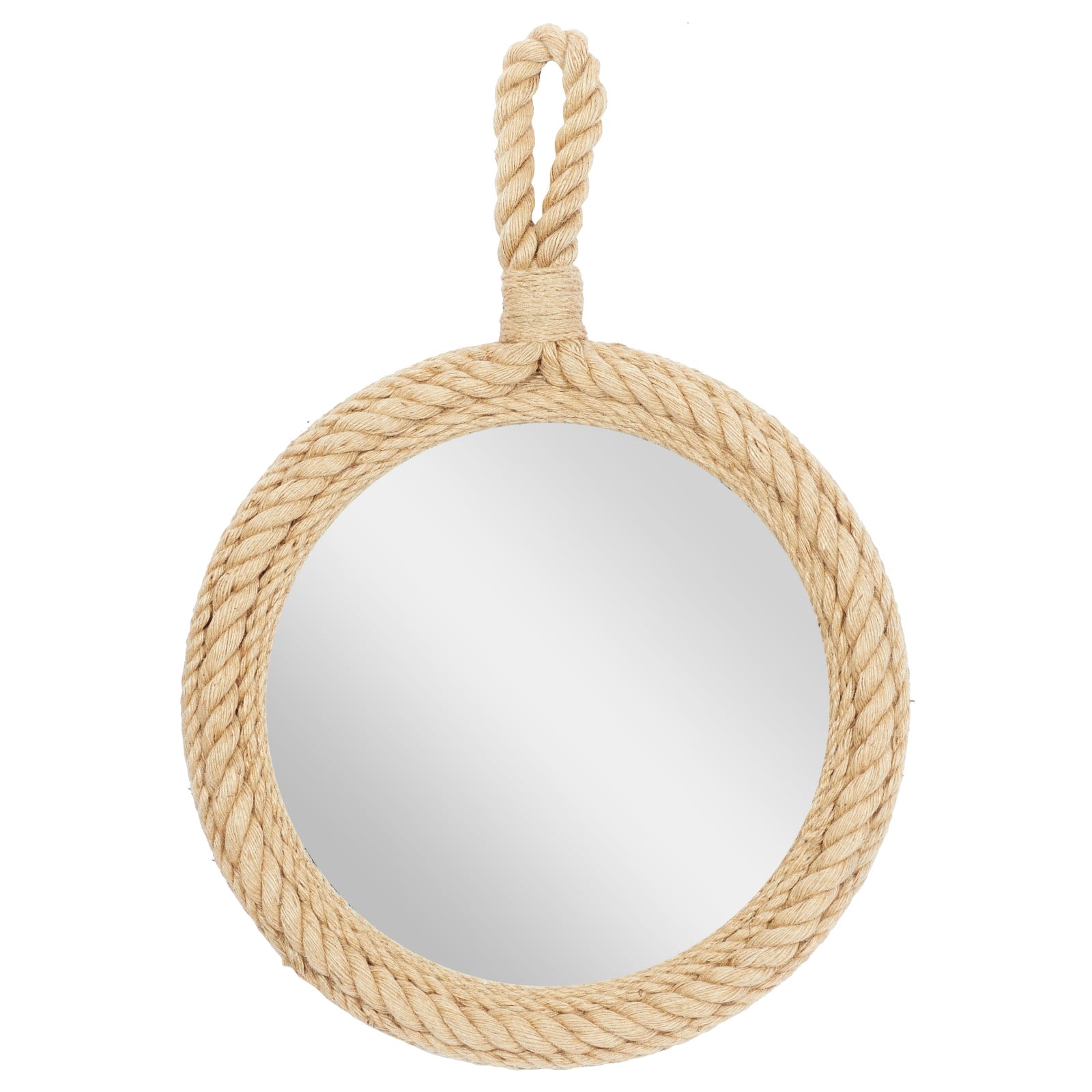 34&#x22; Tan Round Coastal Wall Mirror
