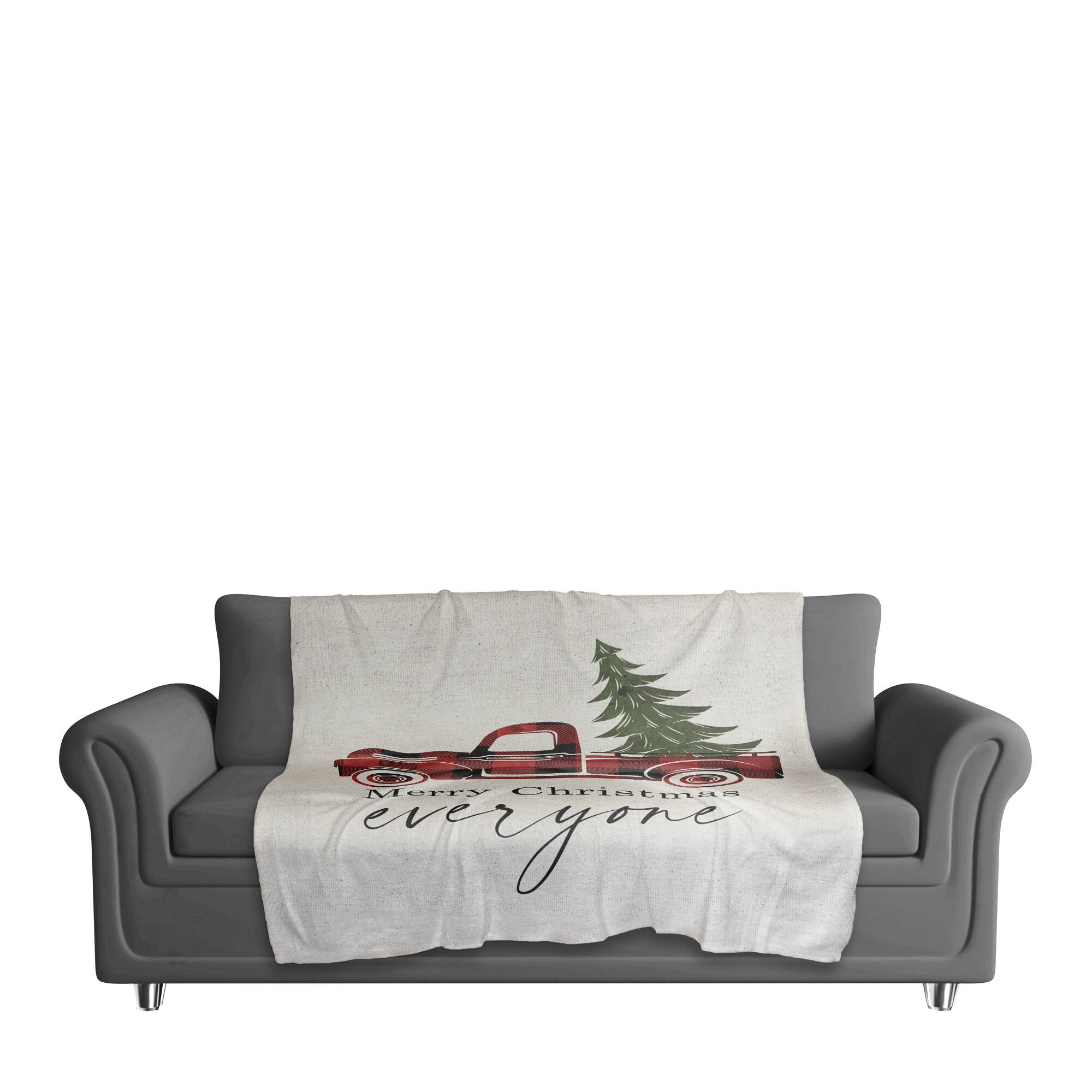 Merry Christmas Truck Sherpa Fleece Blanket