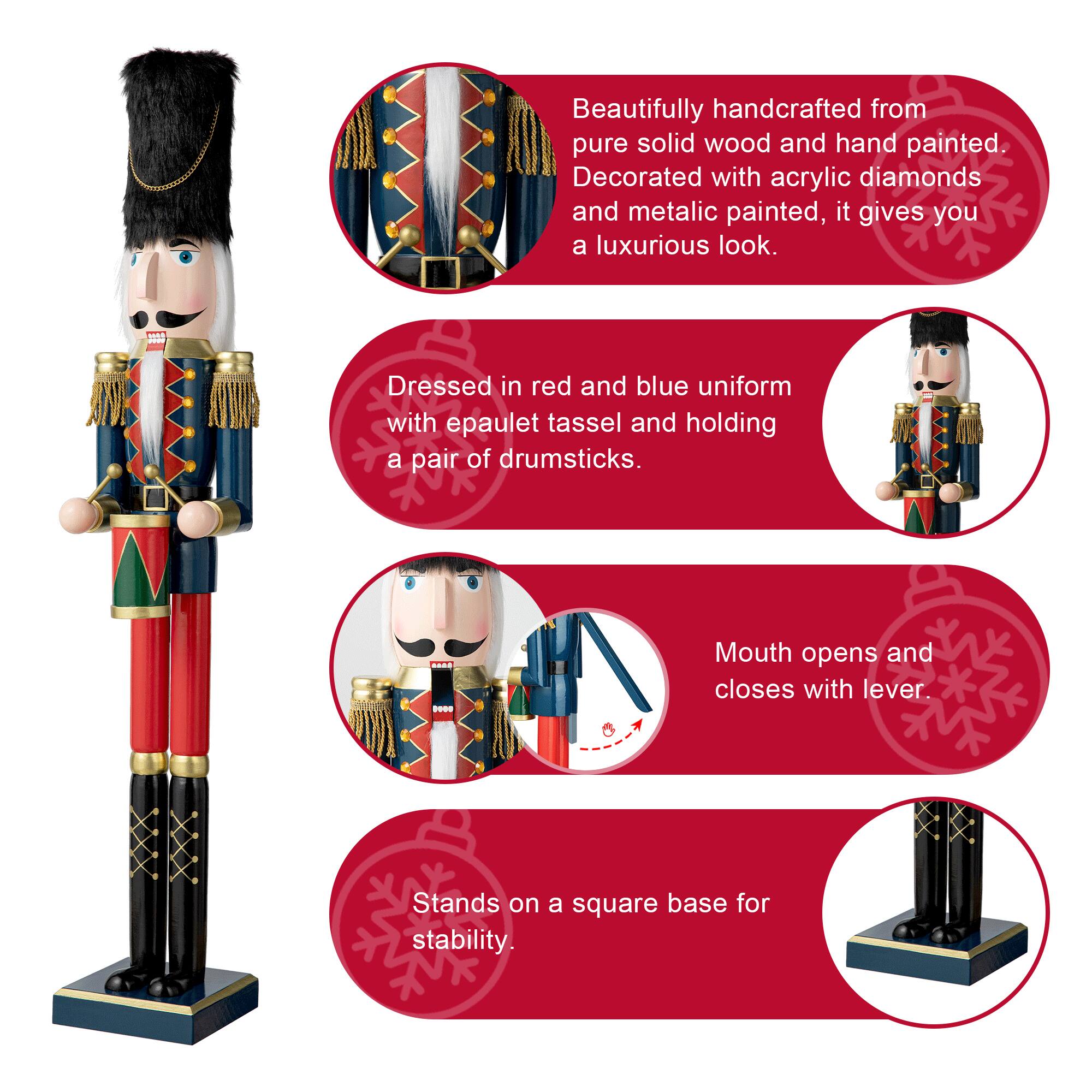 Glitzhome® 3ft. Wooden Christmas Drummer Nutcracker Christmas Nutcrackers Michaels