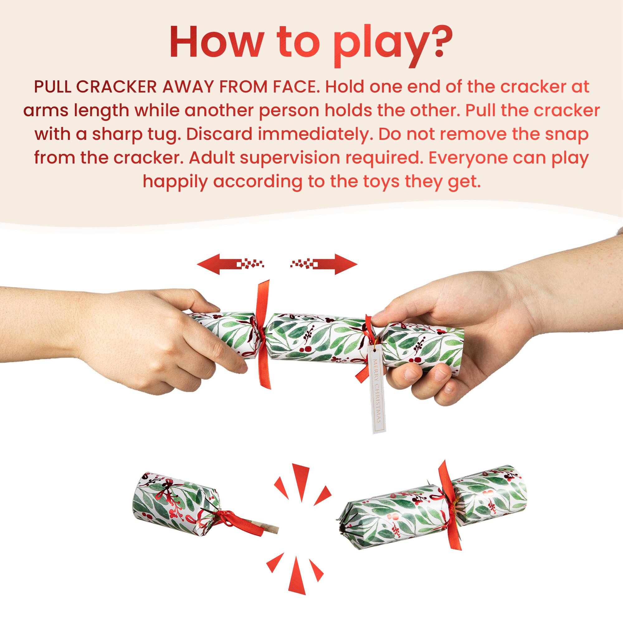 Glitzhome® 10" Christmas Holy Leaves Party Cracker with Gift Contents, 8ct.