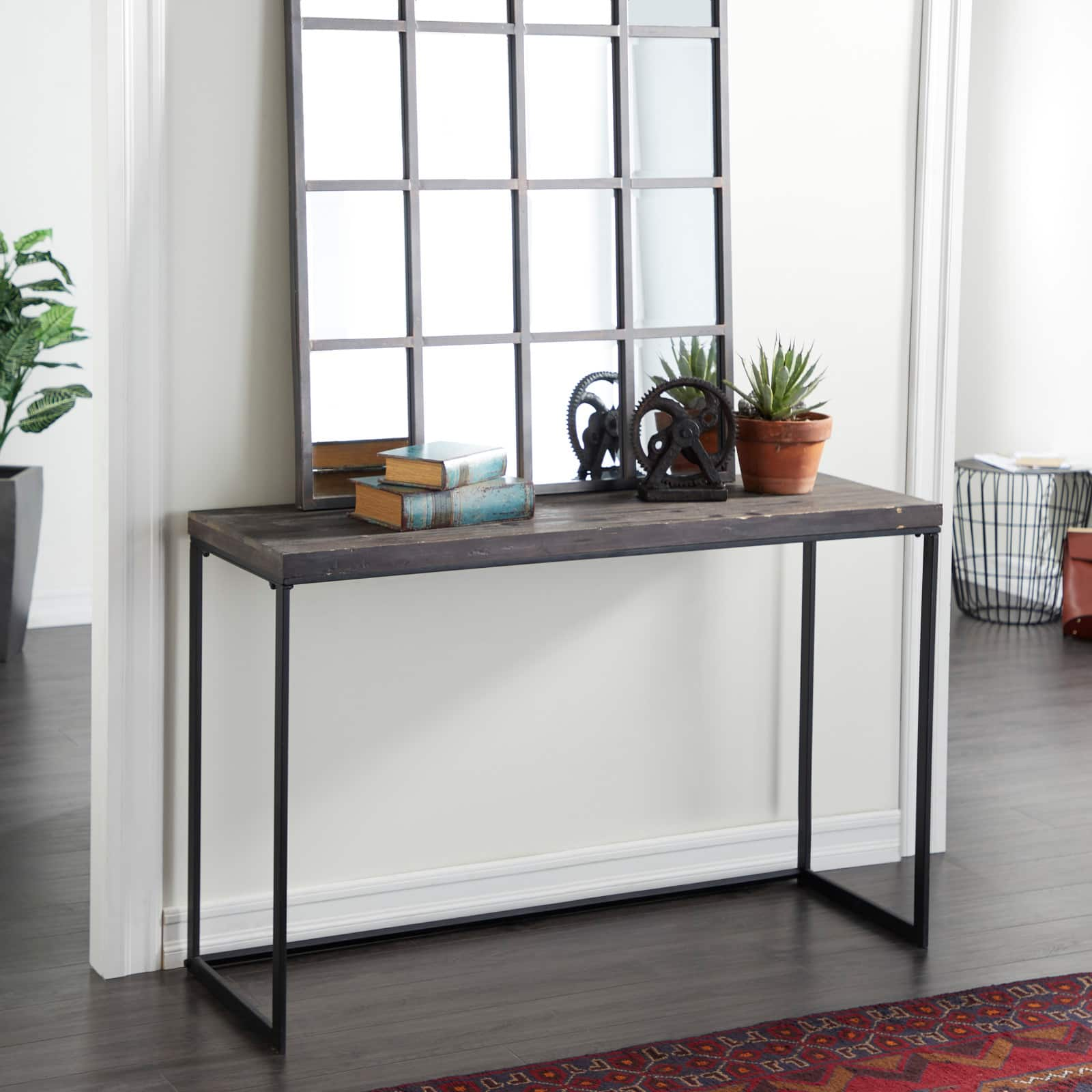 Black Contemporary Metal Console Table, 33&#x22; x 52&#x22;