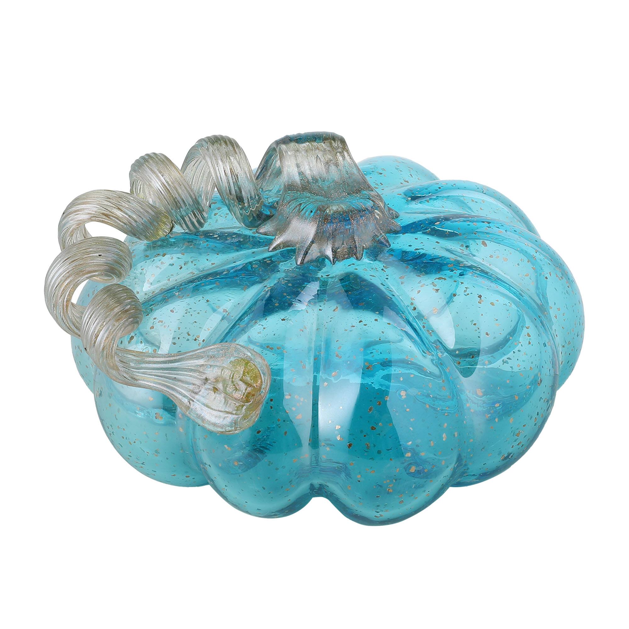 Glitzhome® Short Glass Pumpkin, Blue