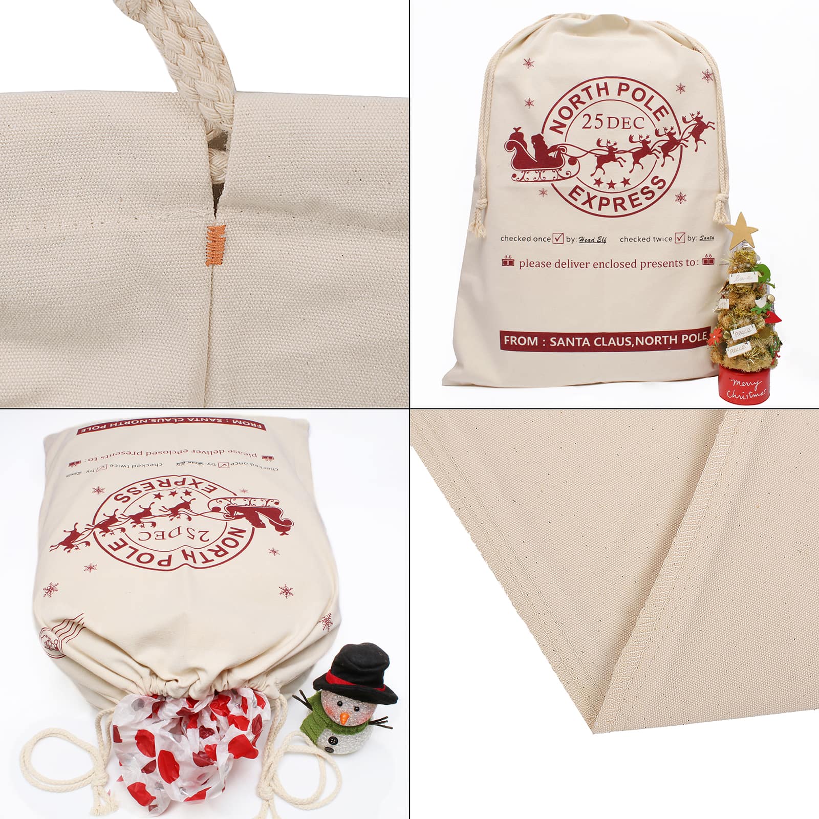 Personality Case&#x2122; 19&#x22; x 26&#x22; From Santa Christmas Cotton Drawstring Bag