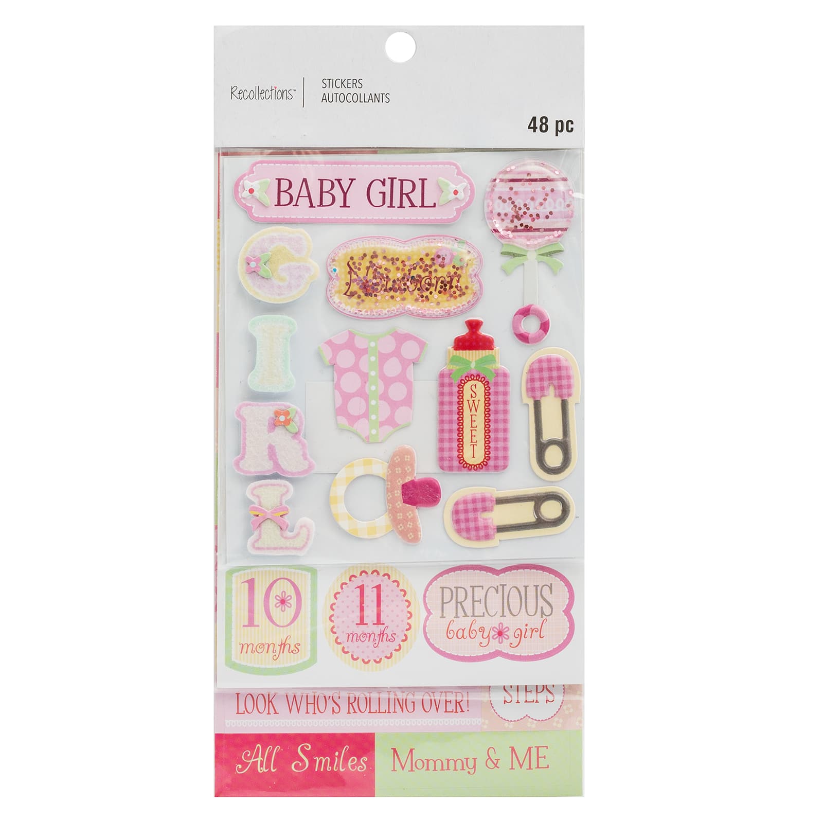 12 Pack: Traditional Baby Girl Dimensional Sticker Flip Pack by Recollections™