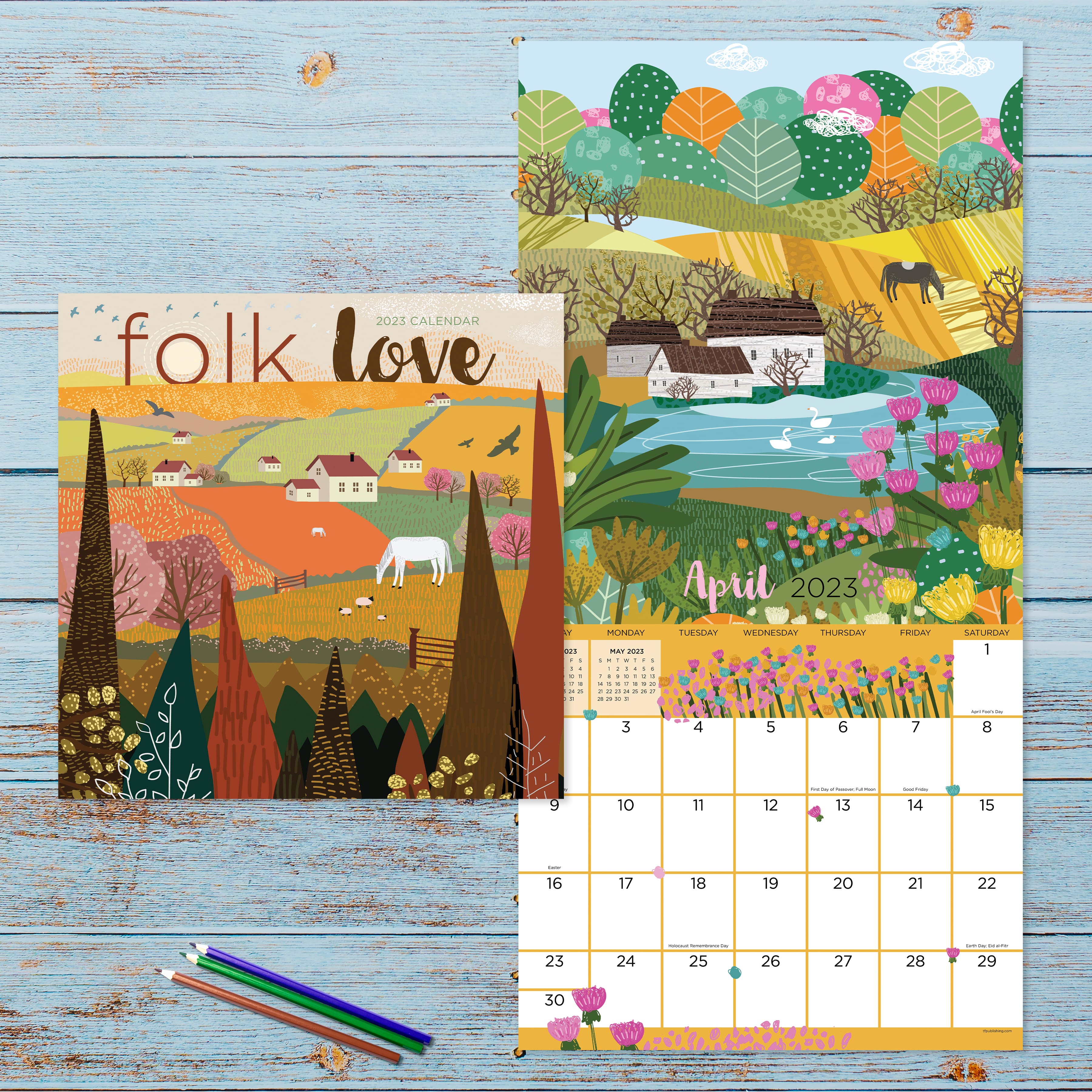 TF Publishing 2023 Folk Love Wall Calendar Michaels
