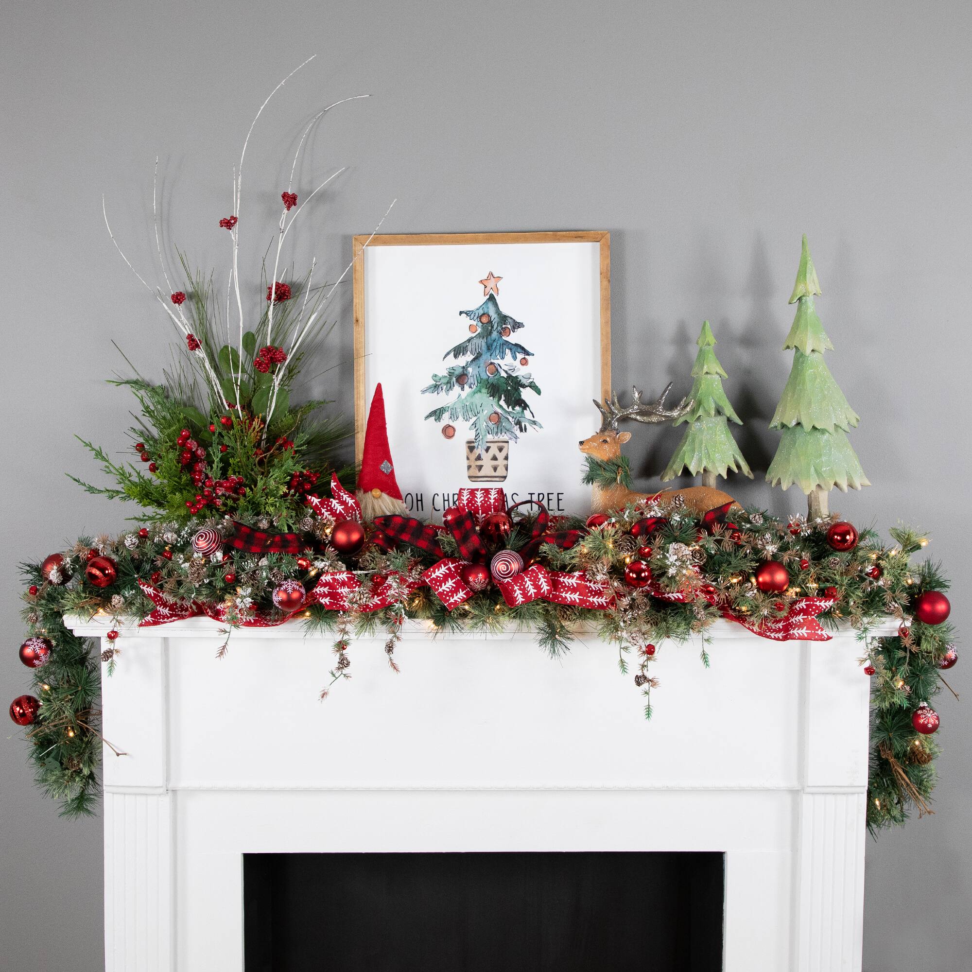 72&#x22; Pre-Lit Country Mixed Pine Artificial Christmas Swag, Clear Lights