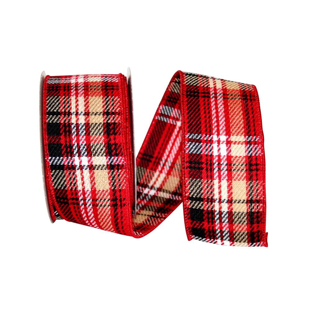 JAM Paper 2.5" x 10yd. Wired Burlington Tweed Plaid Ribbon