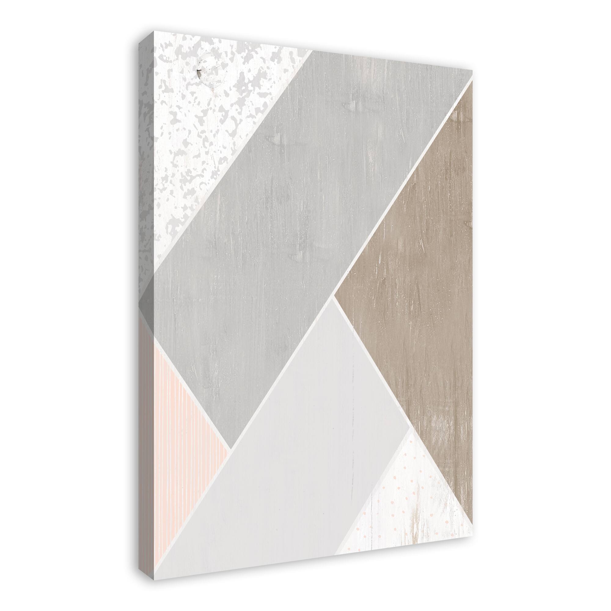 Grey And Blush Geo Abstract 24&#x22; x 36&#x22; Canvas Wall Art